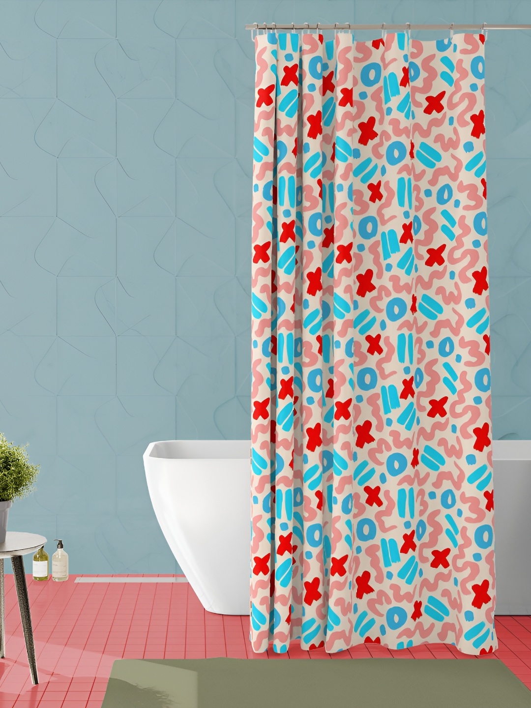 

ArtzFolio Blue and Red Typography Printed Waterproof Shower Curtain