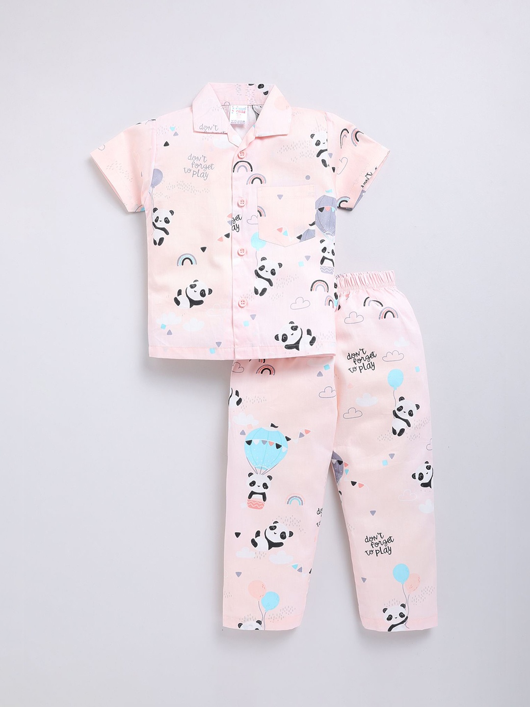 

NAUTI KIDZ Boys Pure Cotton Graphic Printed Night suit, Peach