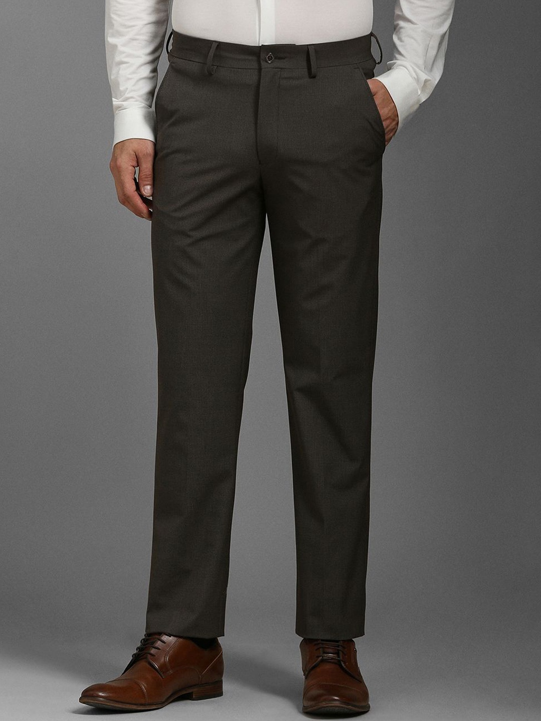 

Louis Philippe Men Regular Fit Mid-Rise Formal Trouser, Brown