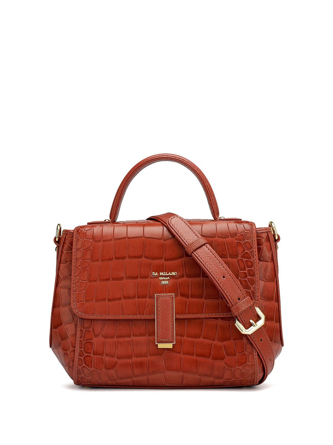 

Da Milano Textured Leather Structured Handheld Bag, Red
