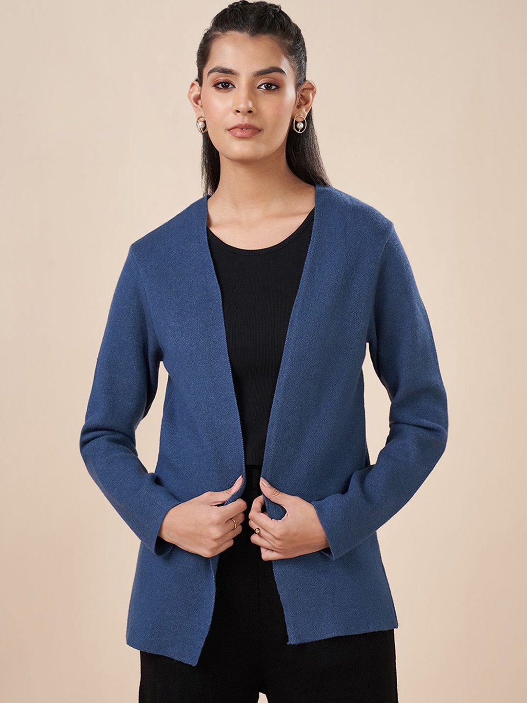 

AKKRITI BY PANTALOONS Women Cardigan, Navy blue