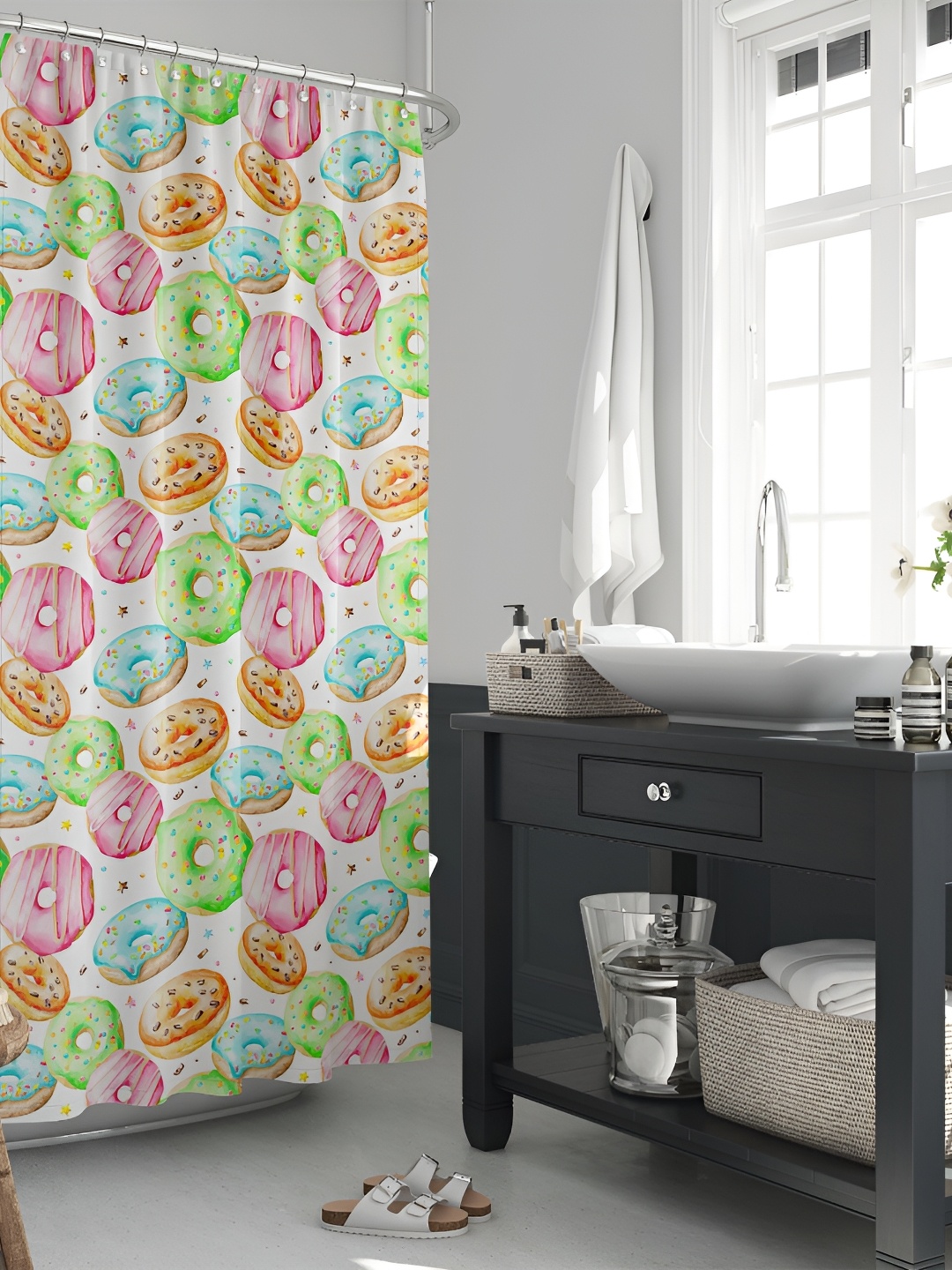 

ArtzFolio White & Pink Printed Waterproof Shower Curtain