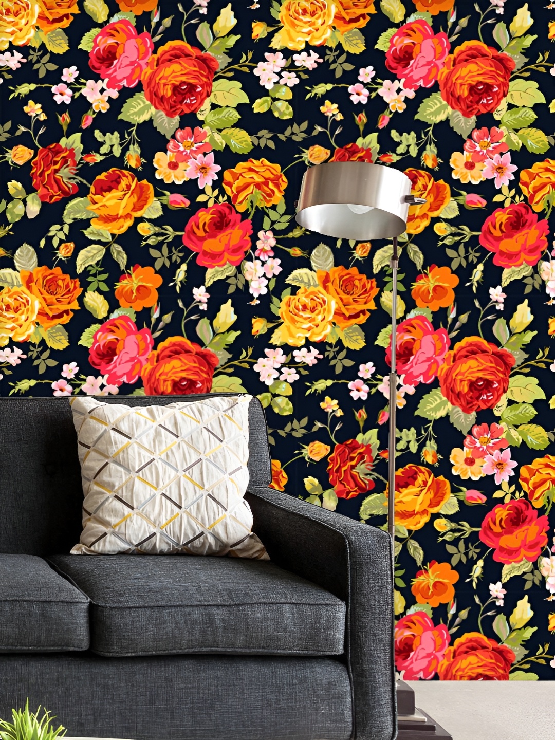 

ArtzFolio Printed UV-Resistant Anti-Bacterial Vintage Floral Pattern Peel & Stick Wallpaper, Multi