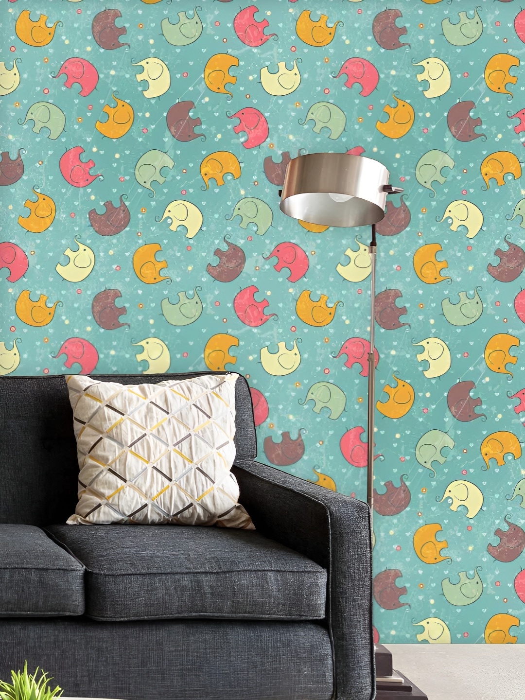

ArtzFolio Printed UV-Resistant Anti-Bacterial Baby Elephants Peel & Stick Wallpaper, Multi