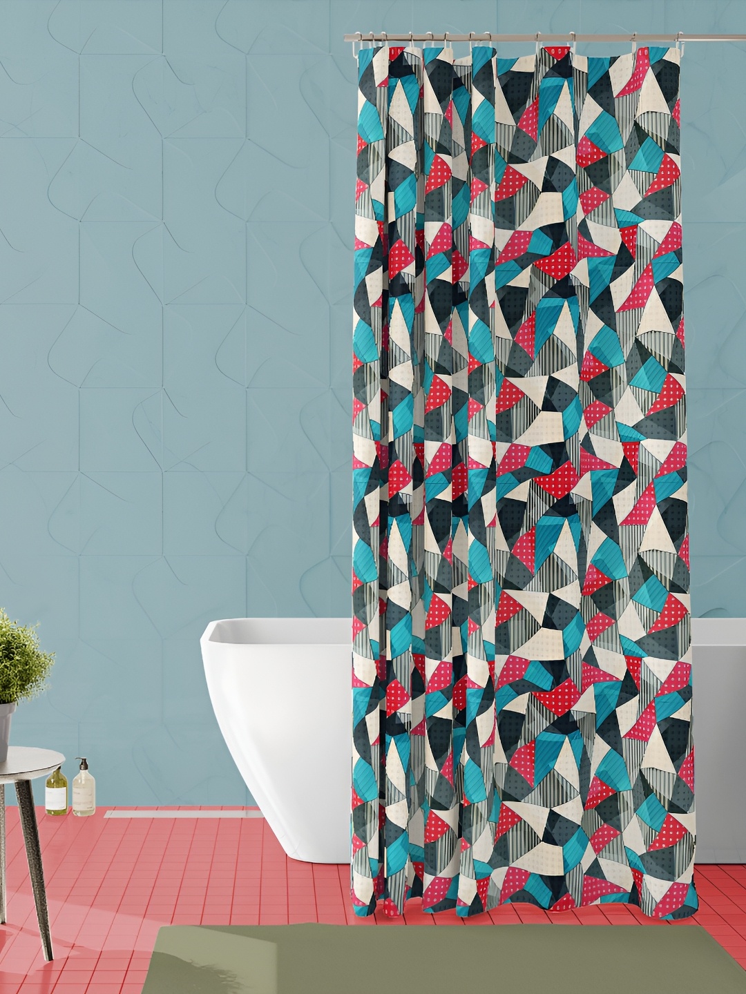 

ArtzFolio Blue & Black Printed Waterproof Shower Curtain