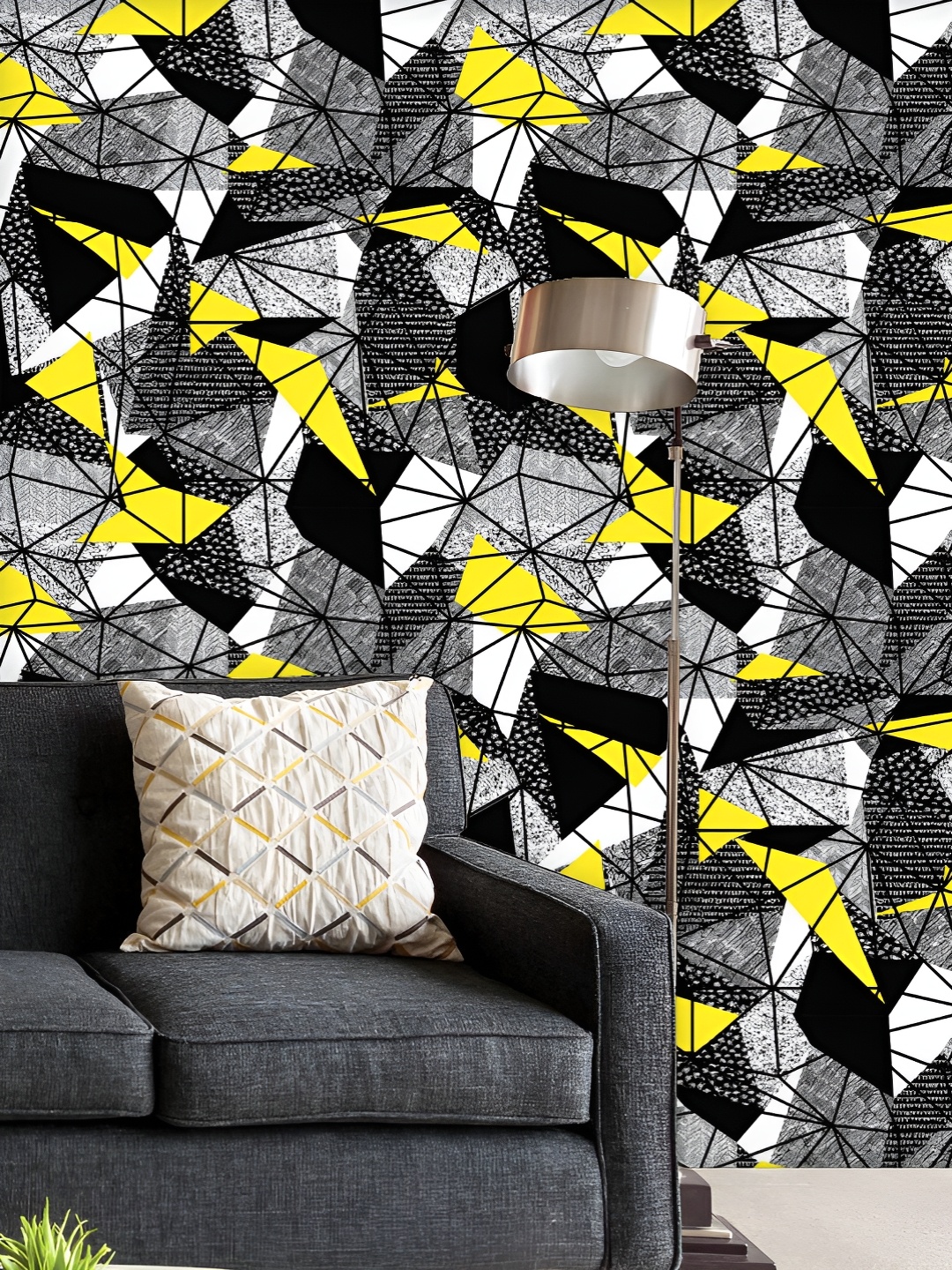 

ArtzFolio Printed UV-Resistant Anti-Bacterial Triangles Pattern Peel & Stick Wallpaper, Multi