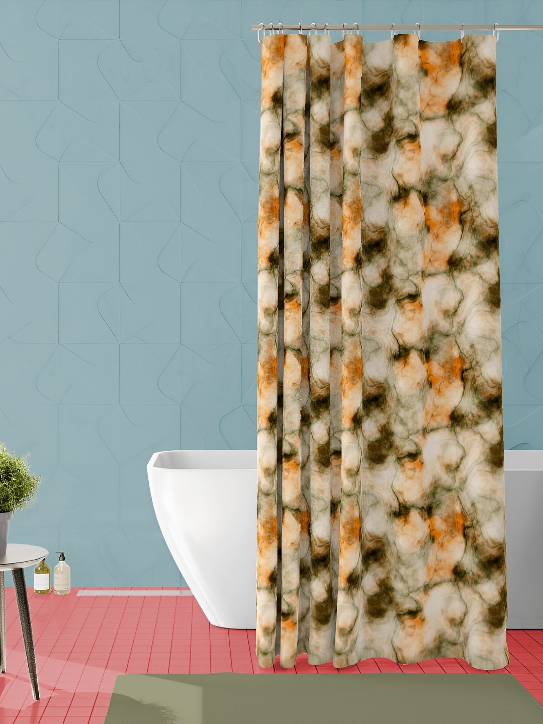 

ArtzFolio Green & Orange-Colored Printed Waterproof Shower Curtain