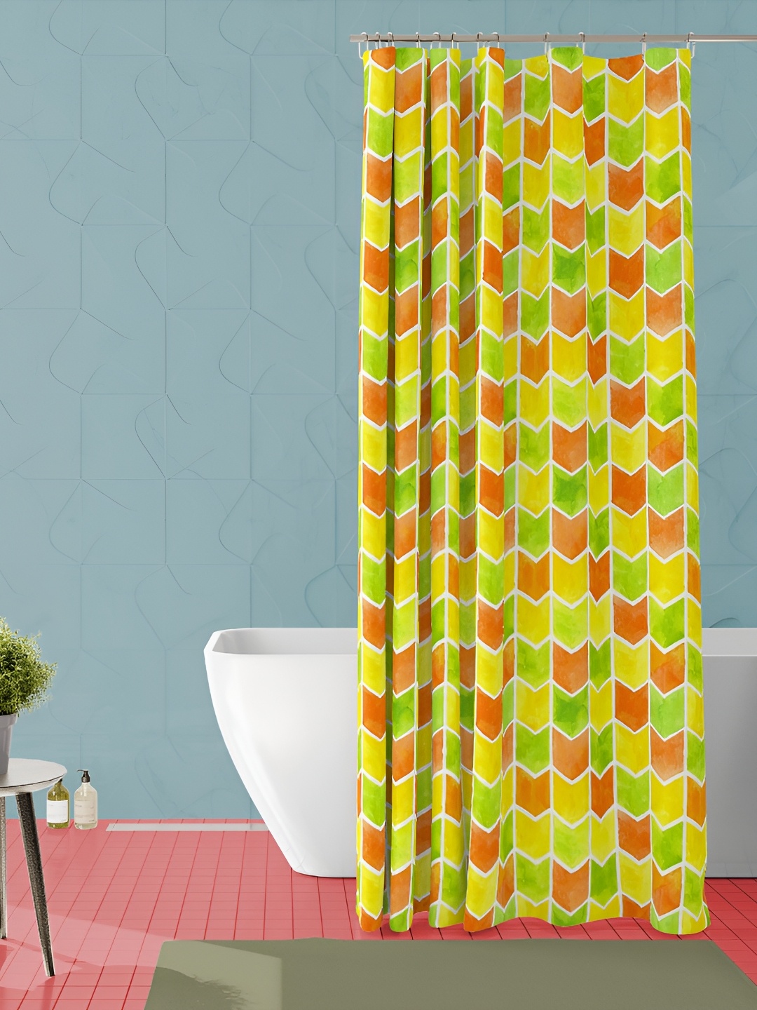 

ArtzFolio Green & Yellow Printed Water Proof Shower Curtain