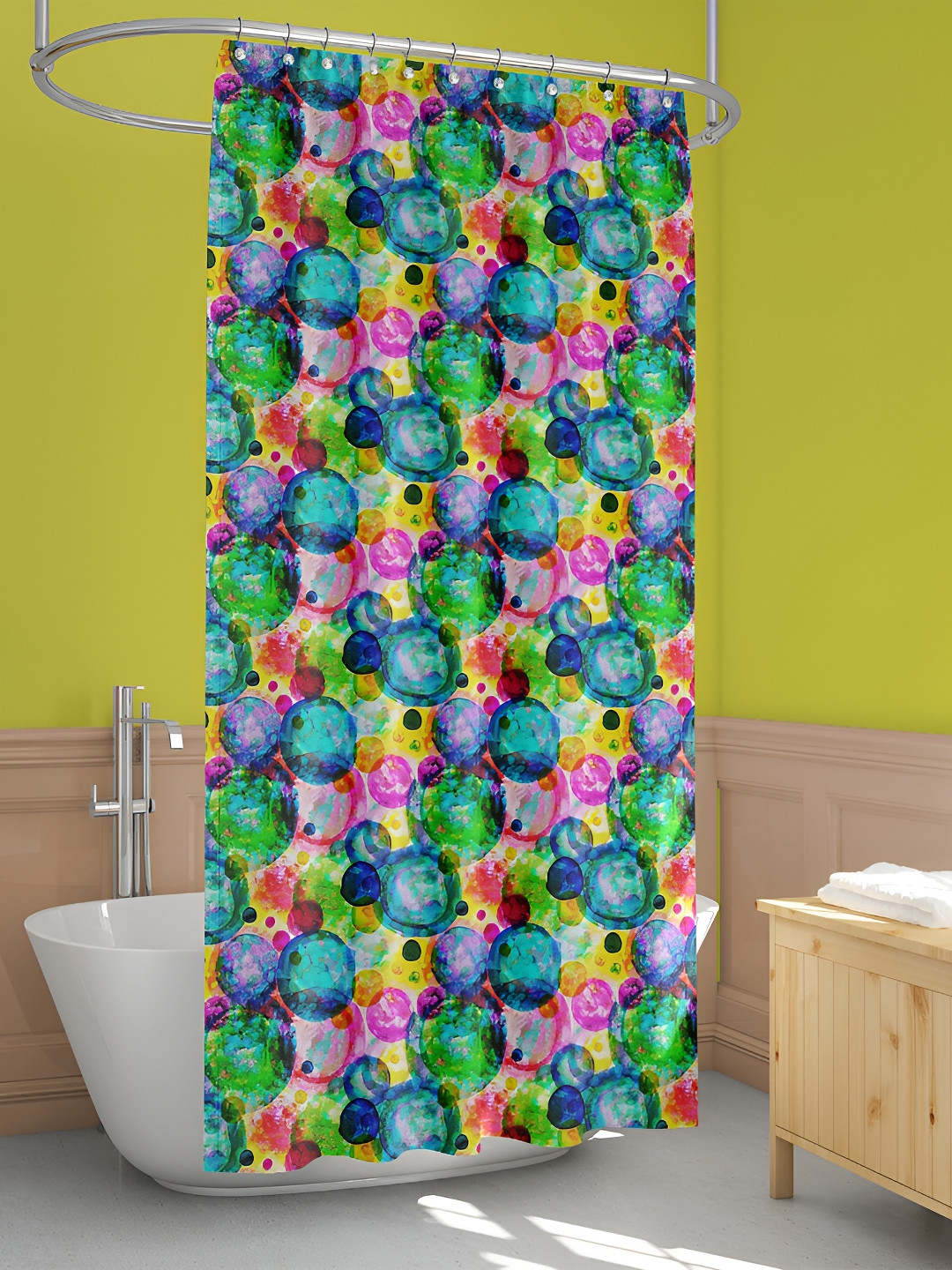 

ArtzFolio Blue & Green Printed Waterproof Shower Curtain