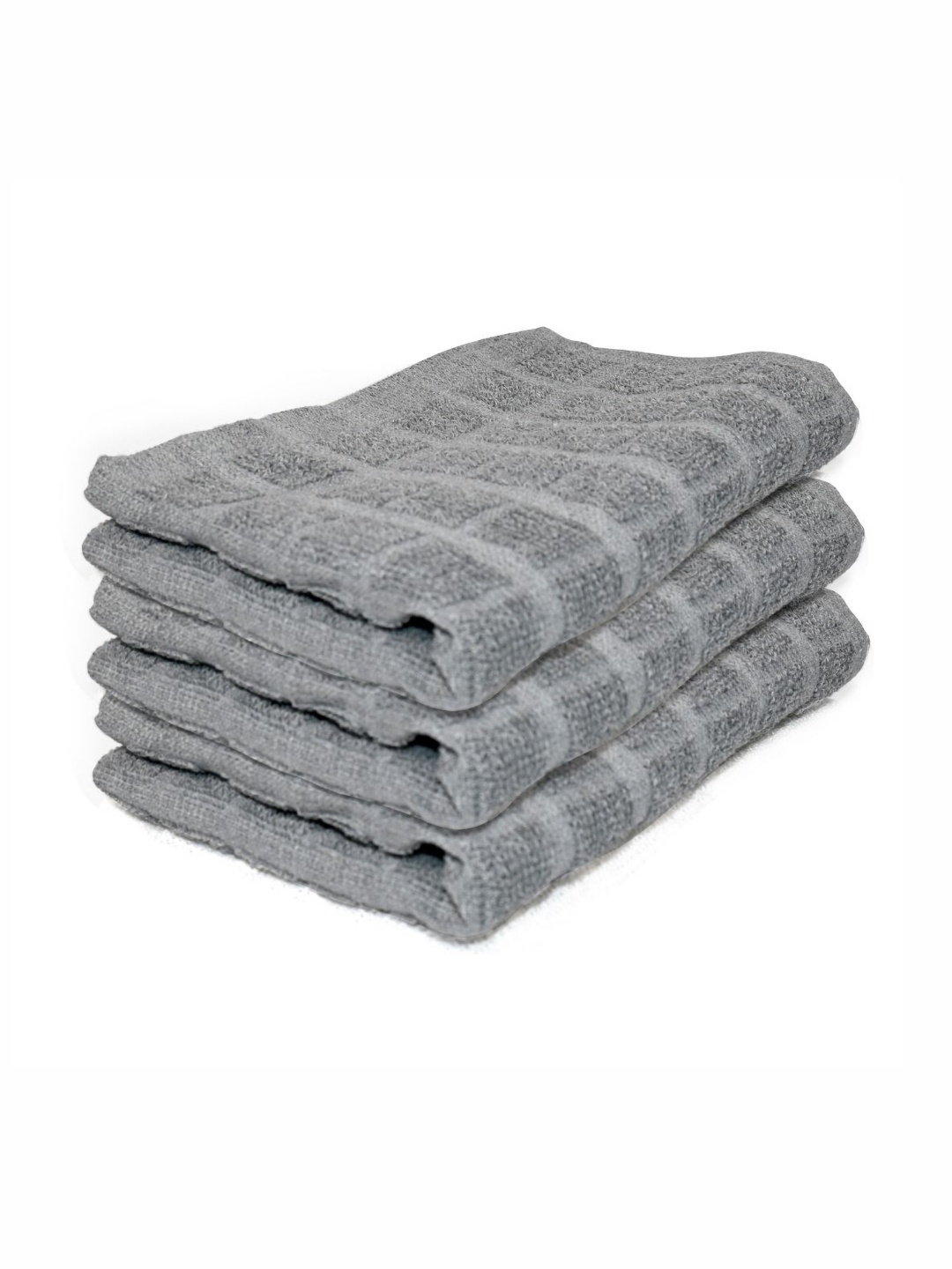 

PRAKARTIK Grey 3 Pieces Checked Pure Cotton Kitchen Towels