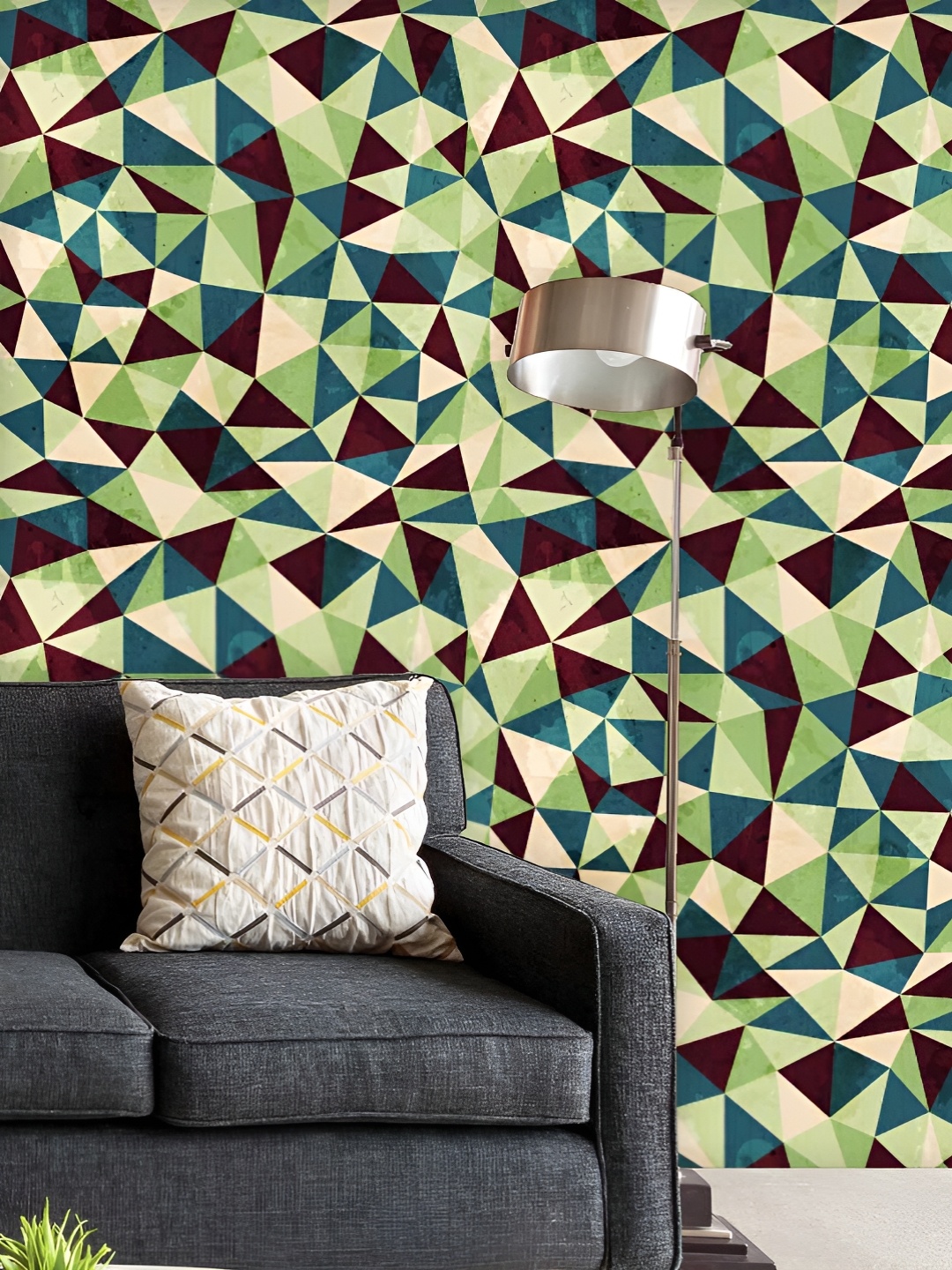 

ArtzFolio Printed UV-Resistant Anti-Bacterial Grunge Triangle Peel & Stick Wallpaper, Multi