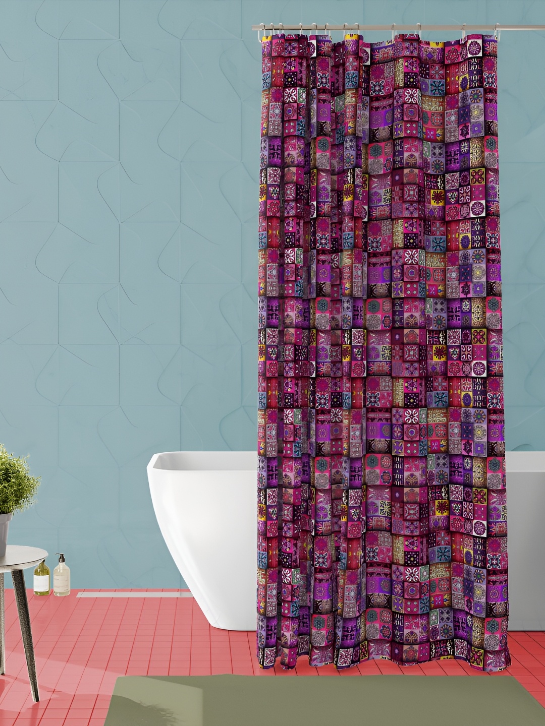 

ArtzFolio Purple & Pink Ethnic Motifs Printed Waterproof Shower Curtain