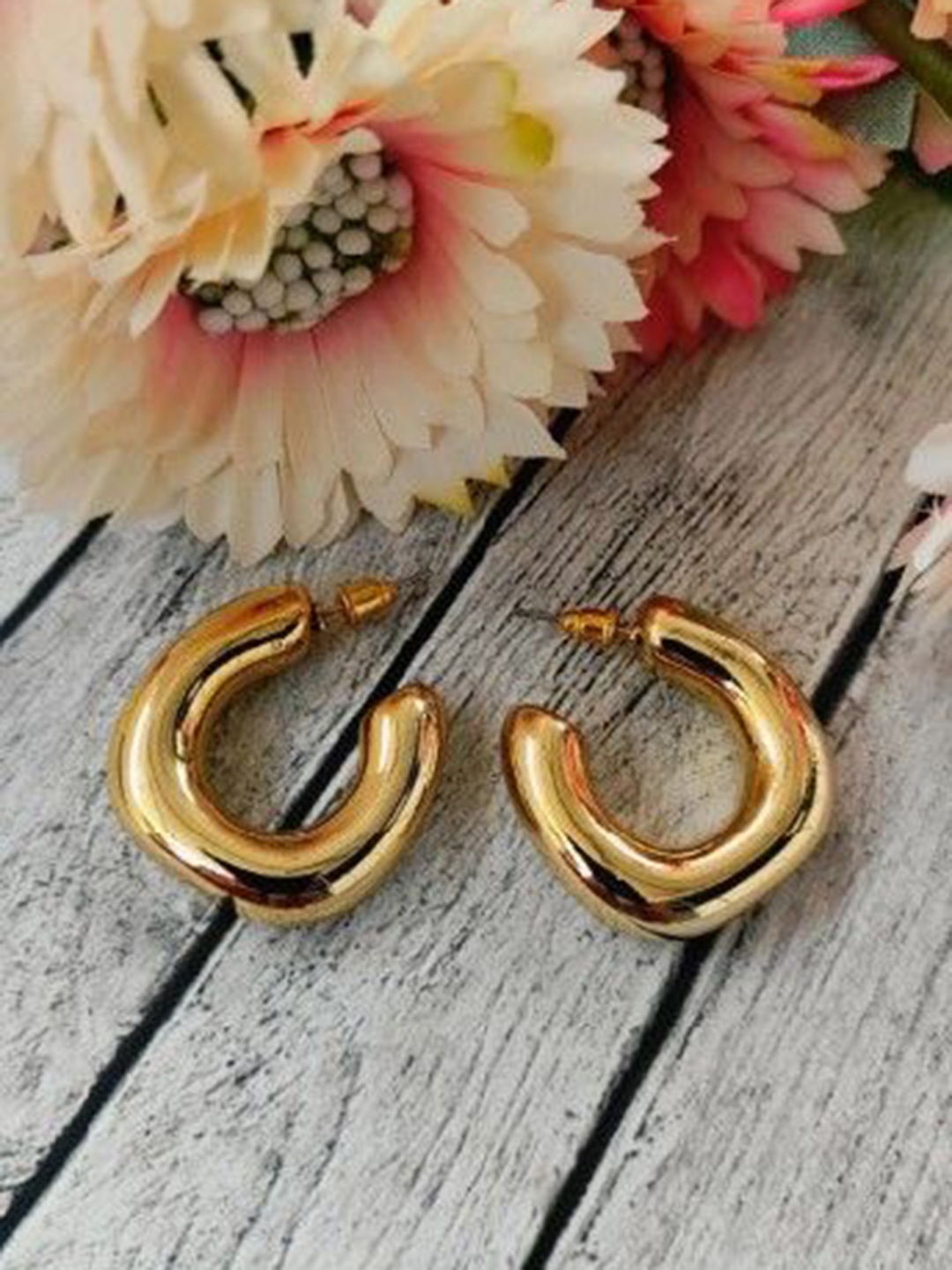

Adc fashions Gold Plated Half Hoop Earrings