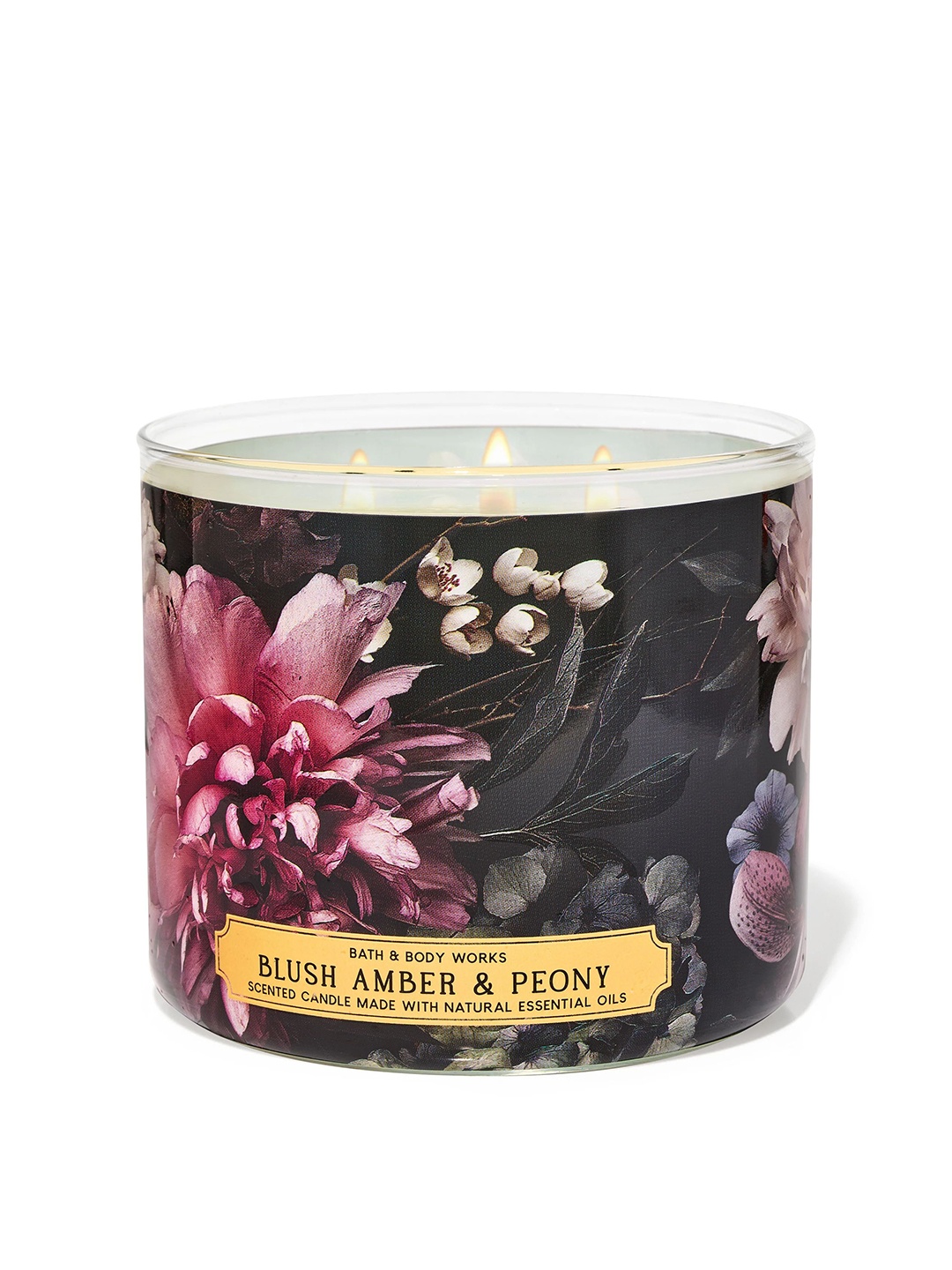 

Bath & Body Works Blush Amber & Peony 3-Wick Candle - 411g, Black