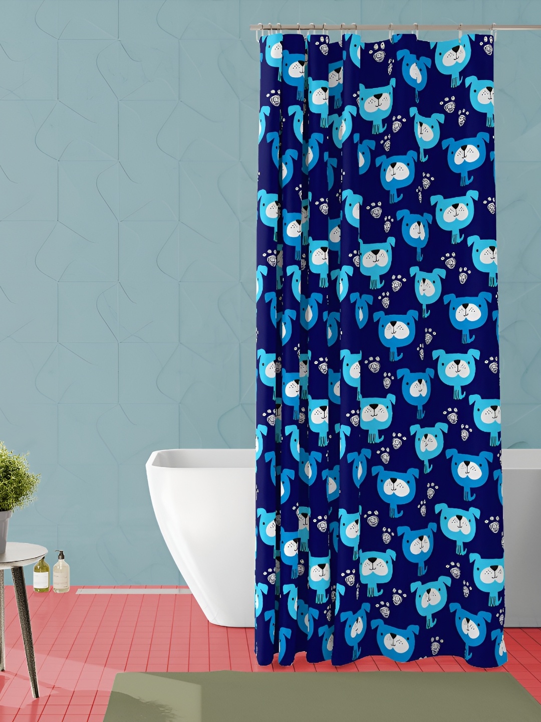 

ArtzFolio Blue and White Graphic Printed Waterproof Shower Curtain