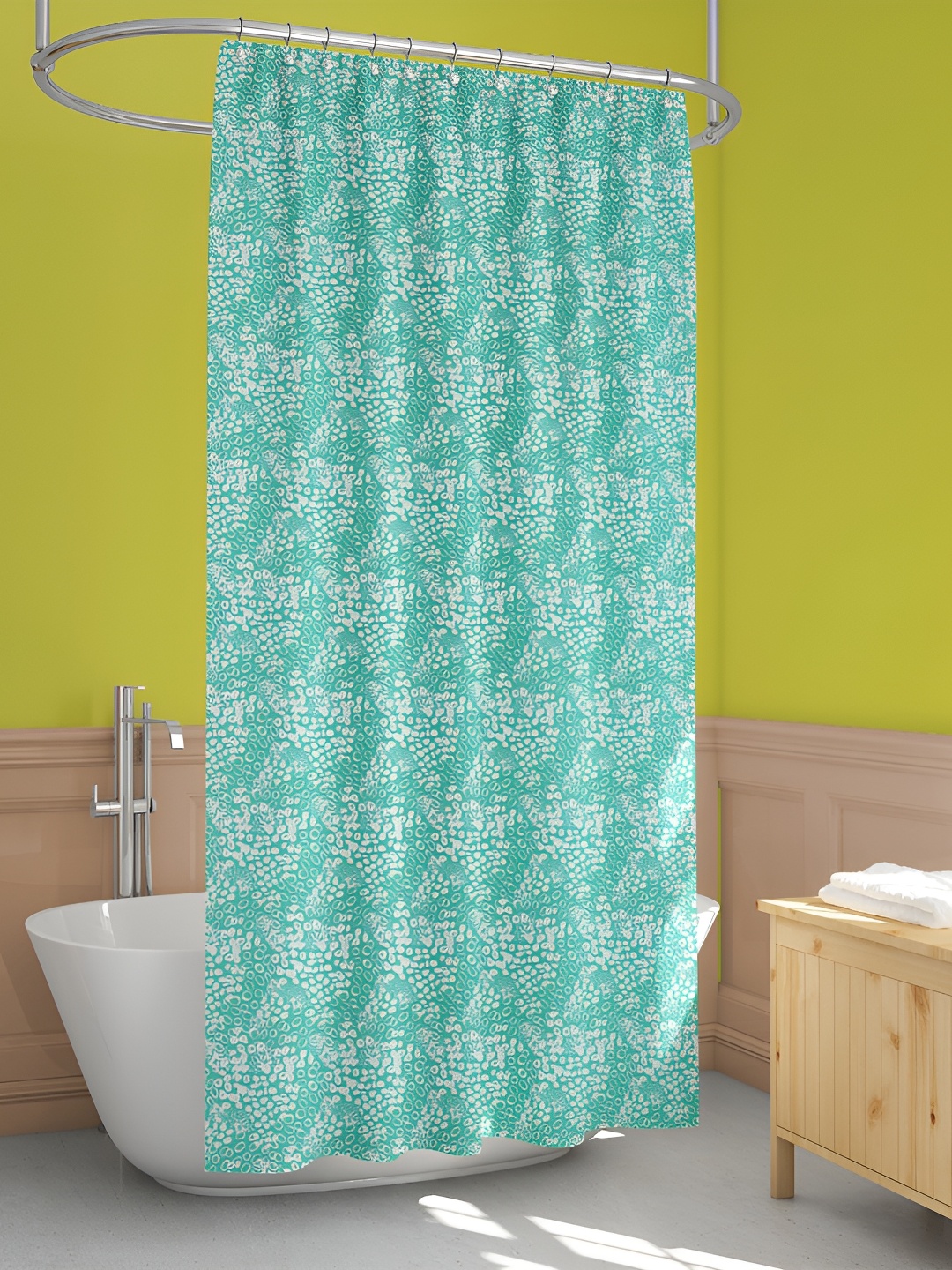 

ArtzFolio Sea Green & White Printed Waterproof Shower Curtains