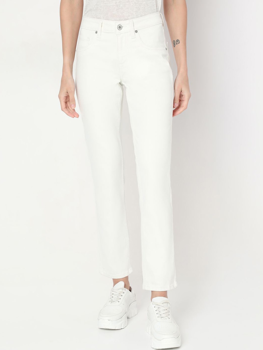 

Vero Moda Women Straight Fit Stretchable Cotton Jeans, White