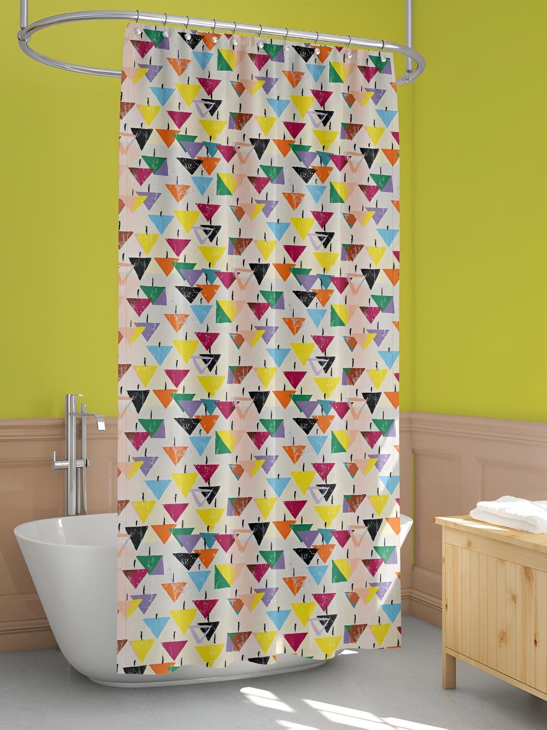 

ArtzFolio Green & Yellow Geometric Printed Waterproof Shower Curtain