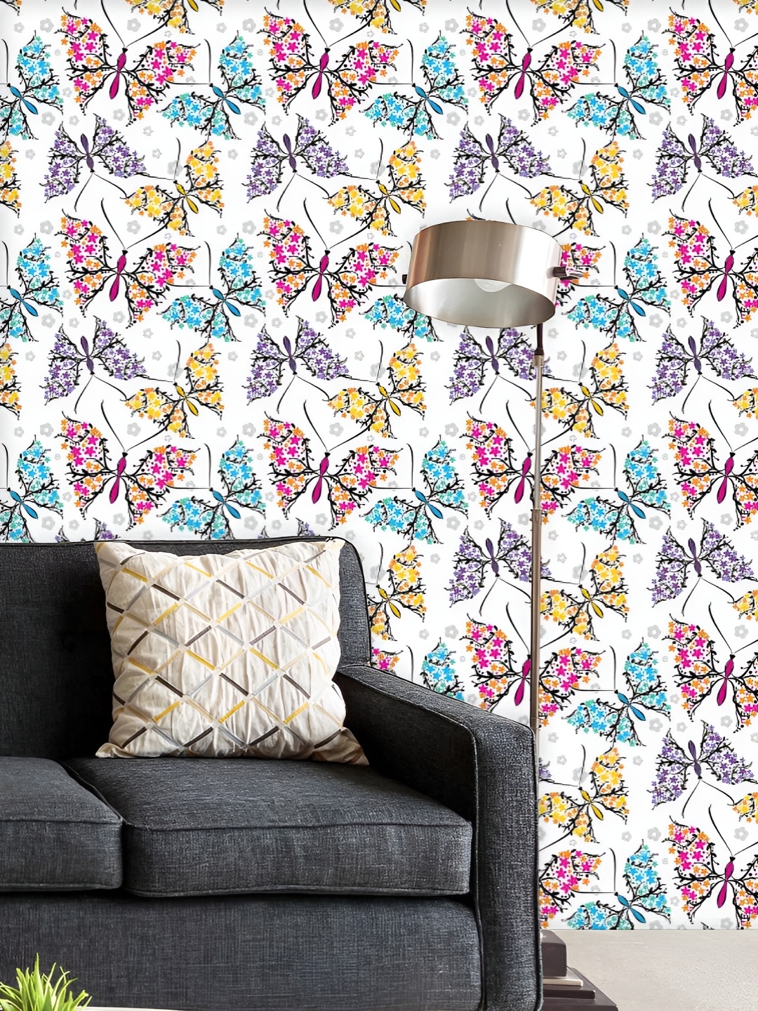 

ArtzFolio Printed UV-Resistant Anti-Bacterial Cute Butterflies Peel & Stick Wallpaper, Multi