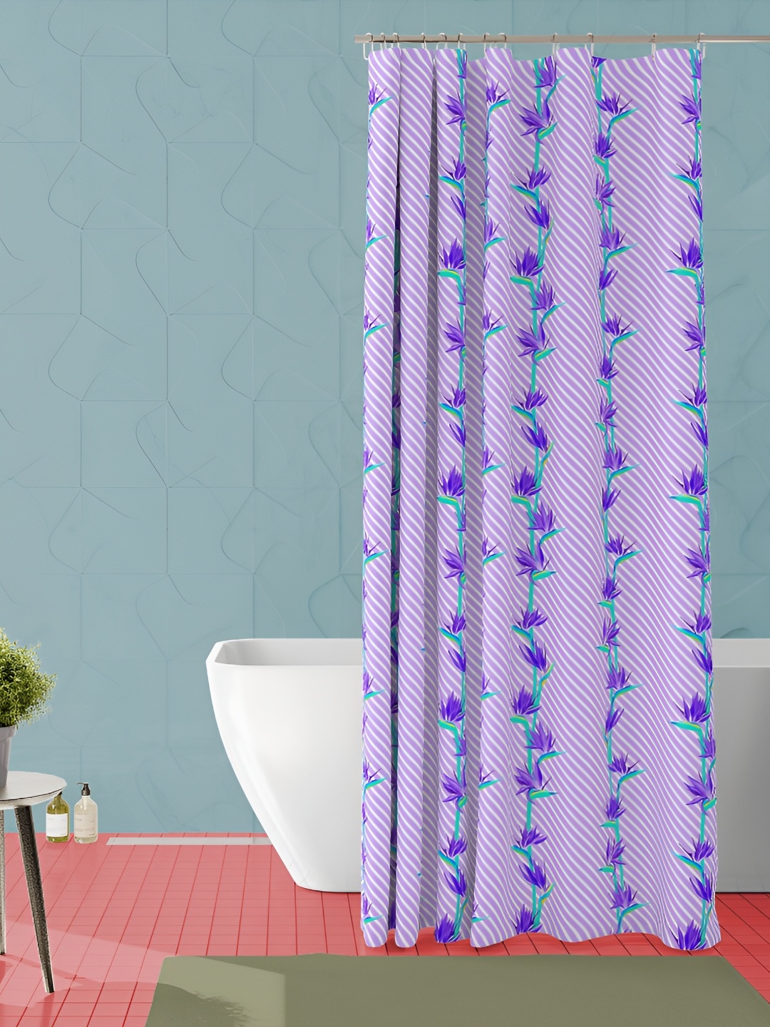 

ArtzFolio Blue & Green Printed Waterproof Shower Curtain