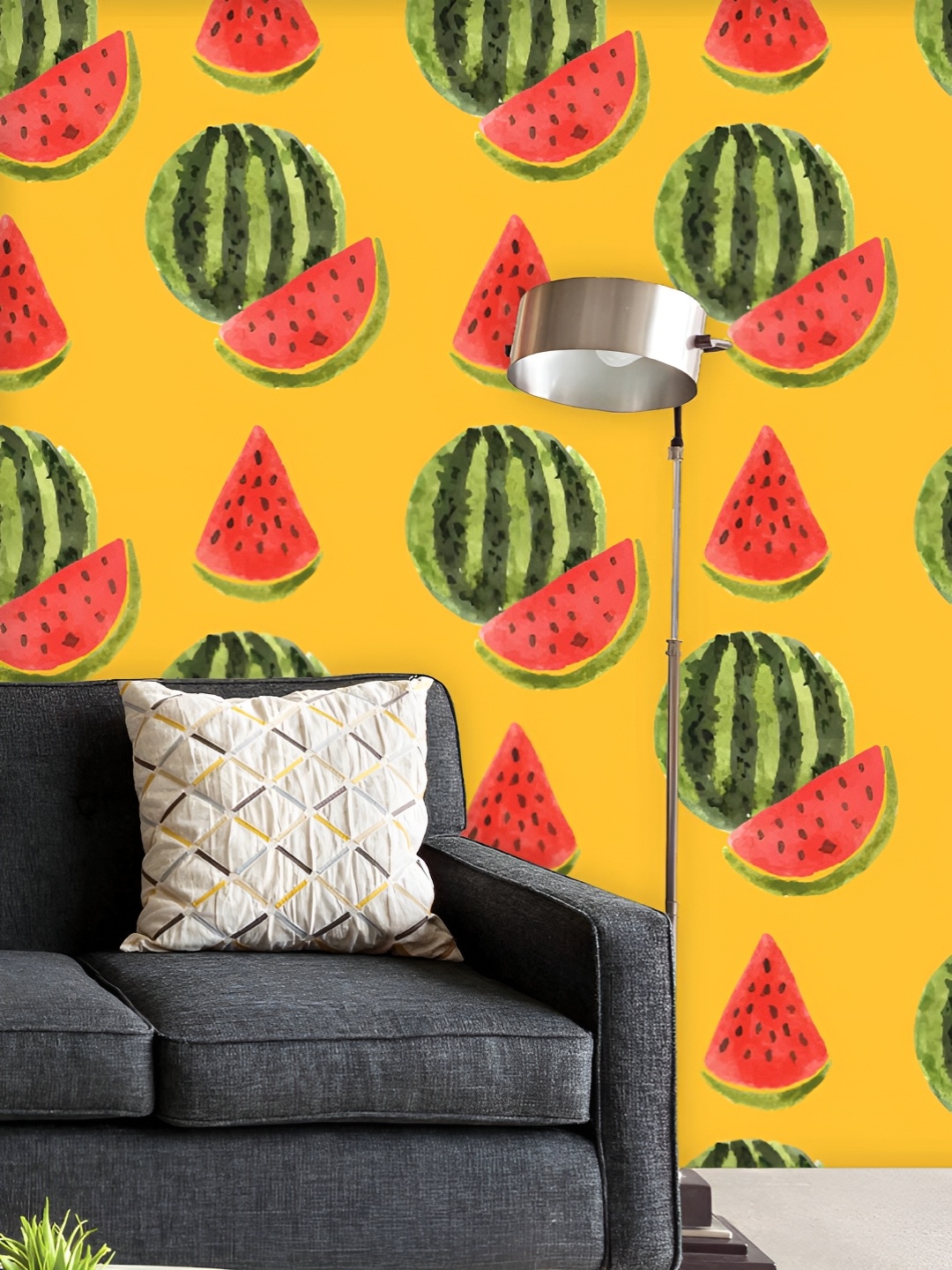 

ArtzFolio Printed UV-Resistant Anti-Bacterial Watercolor Watermelon Peel & Stick Wallpaper, Multi