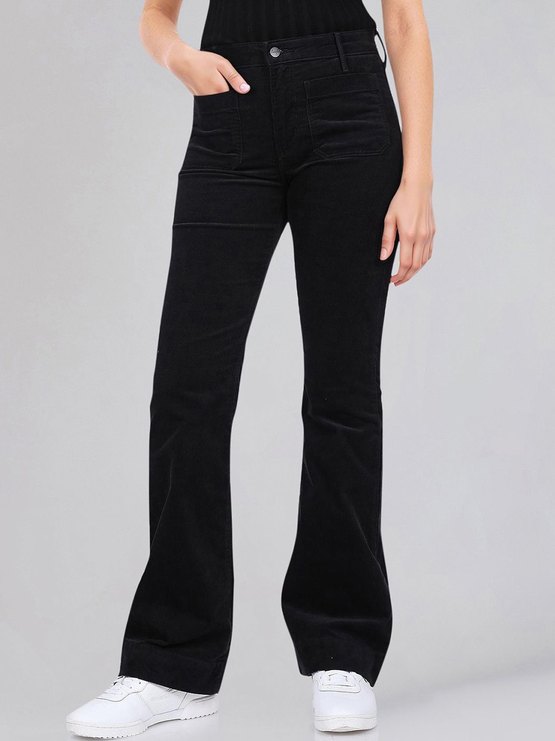 

Wrangler Women Flared Clean Look High-Rise Stretchable Jeans, Black