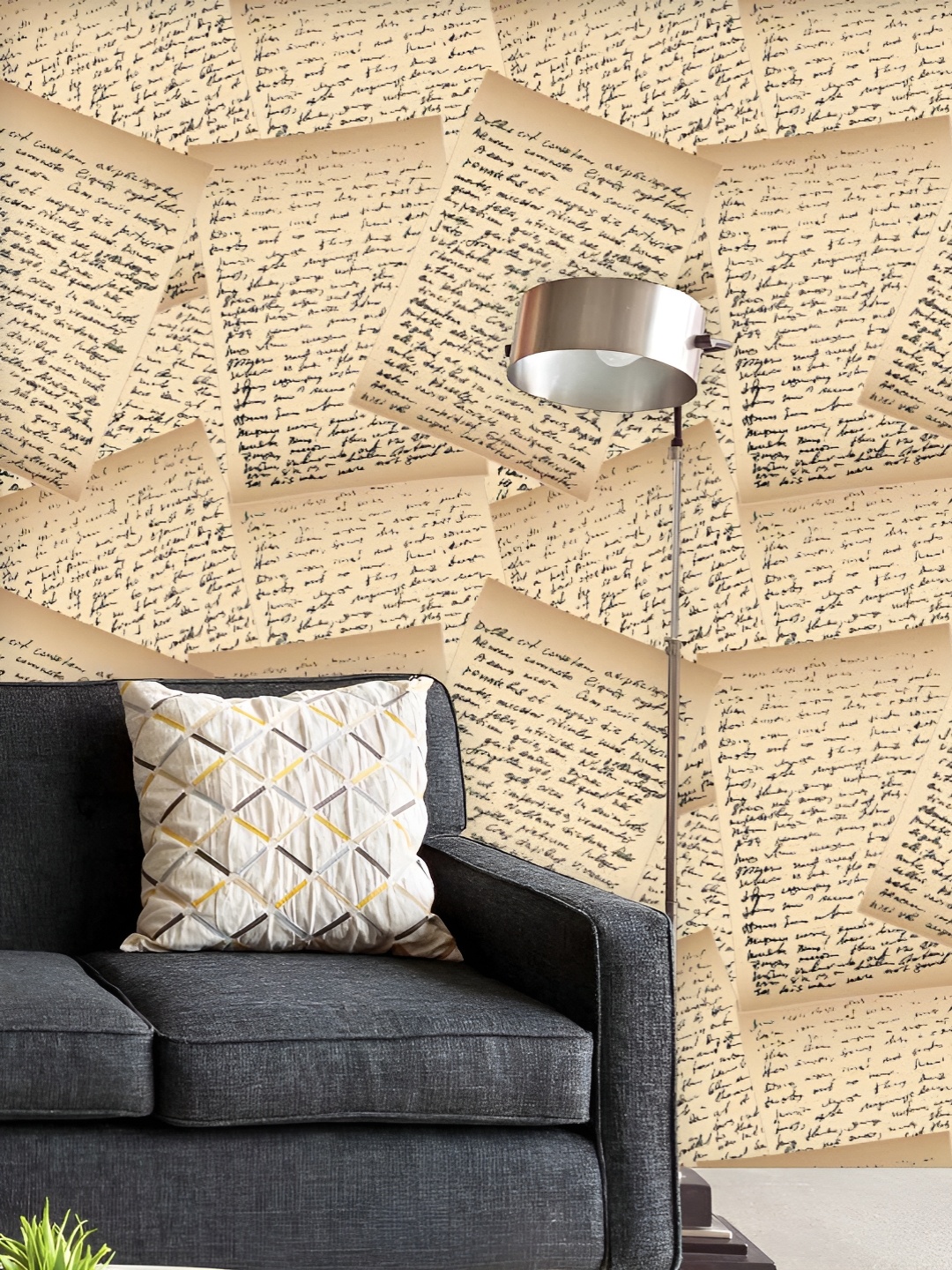 

ArtzFolio Printed UV-Resistant Anti-Bacterial Vintage Handwriting LetterPeel & Stick Wallpaper, Multi