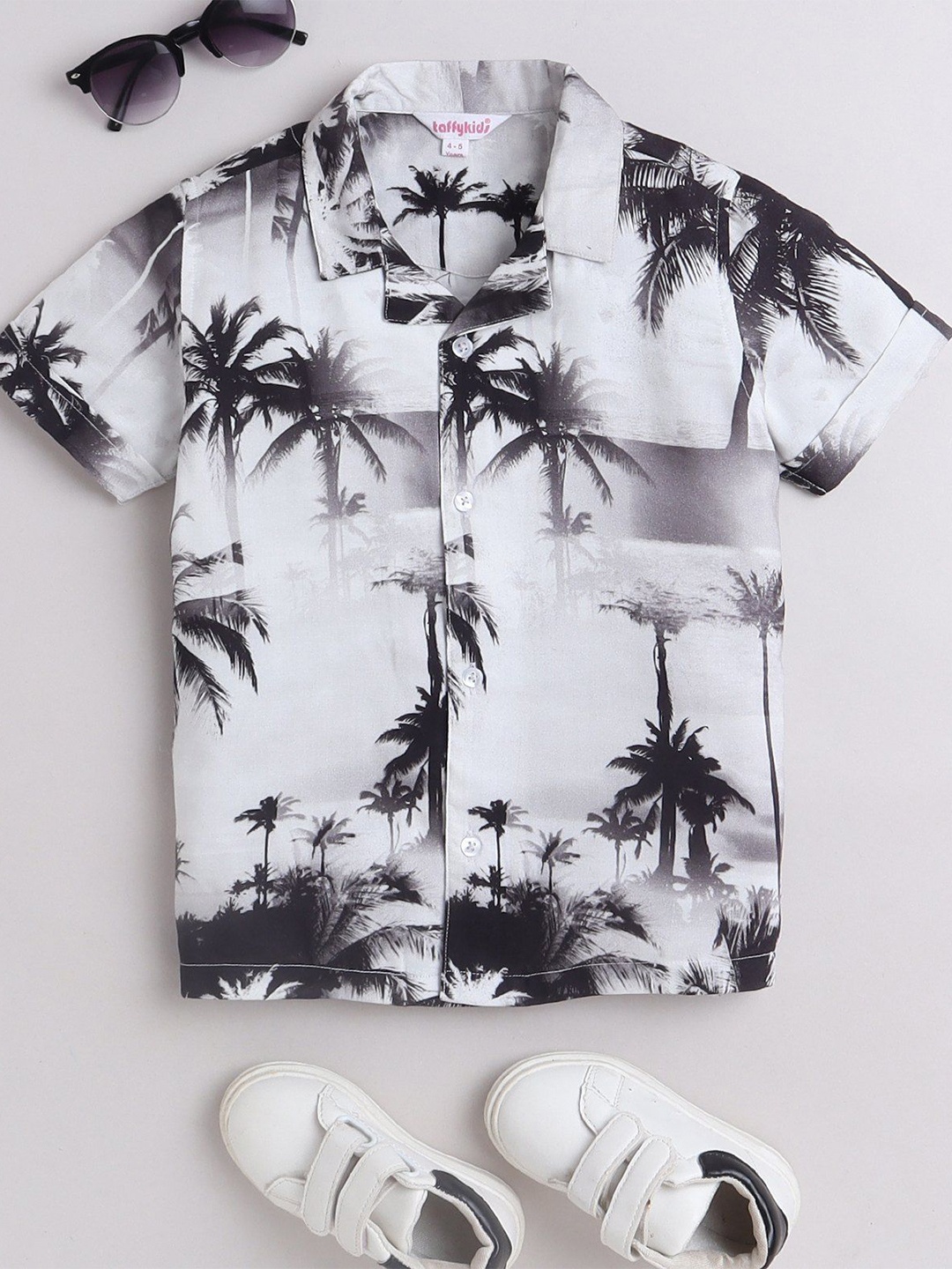 

taffykids Boys Relaxed Opaque Printed Casual Shirt, Black