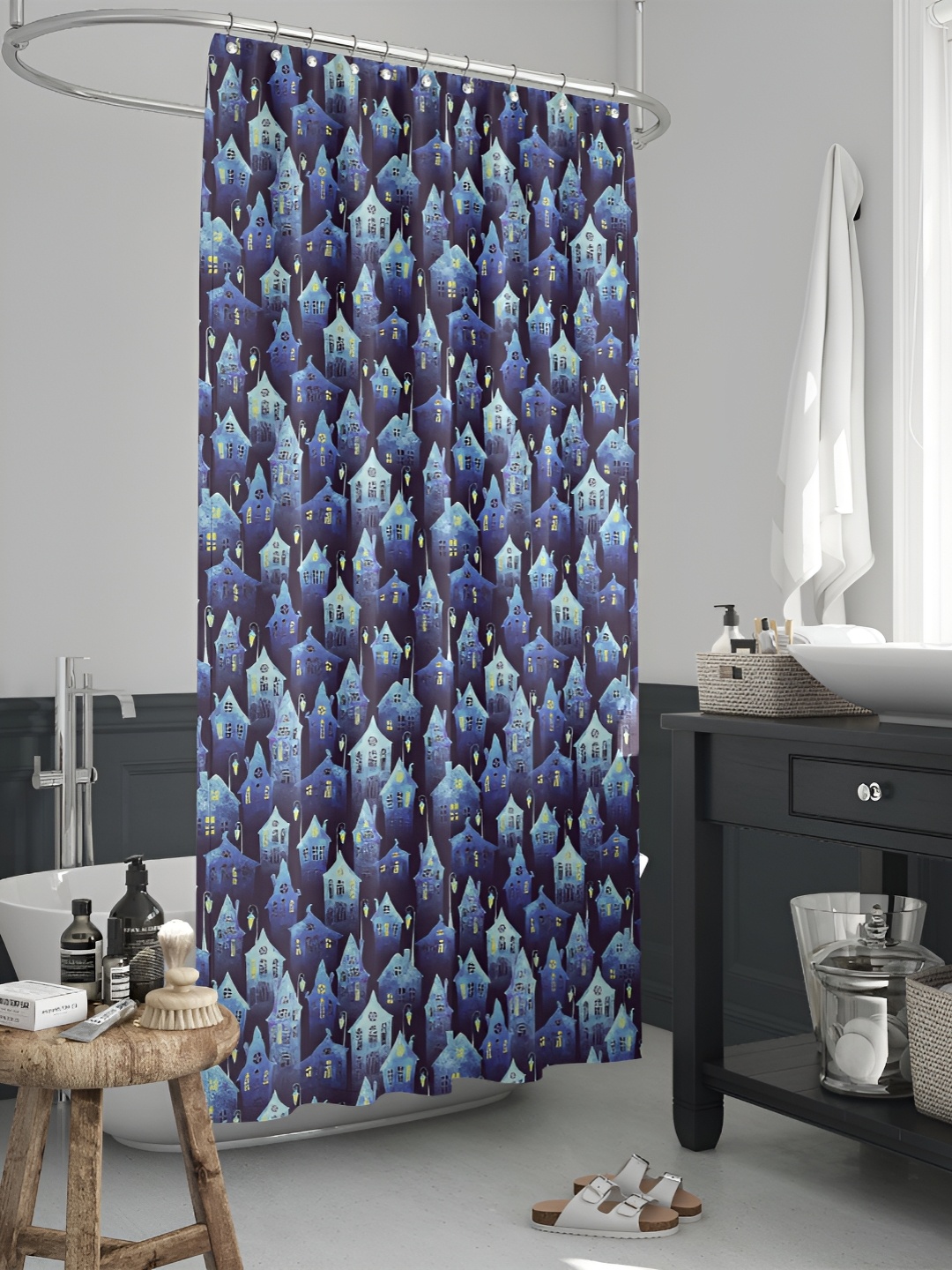 

ArtzFolio Blue Abstract Printed Waterproof Shower Curtain