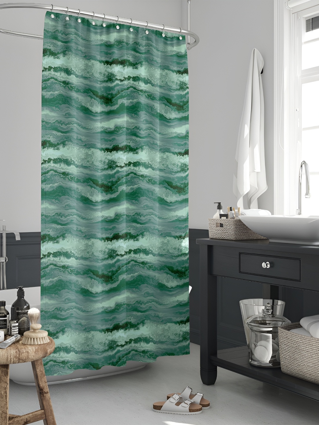 

ArtzFolio Green Printed Waterproof Shower Curtain