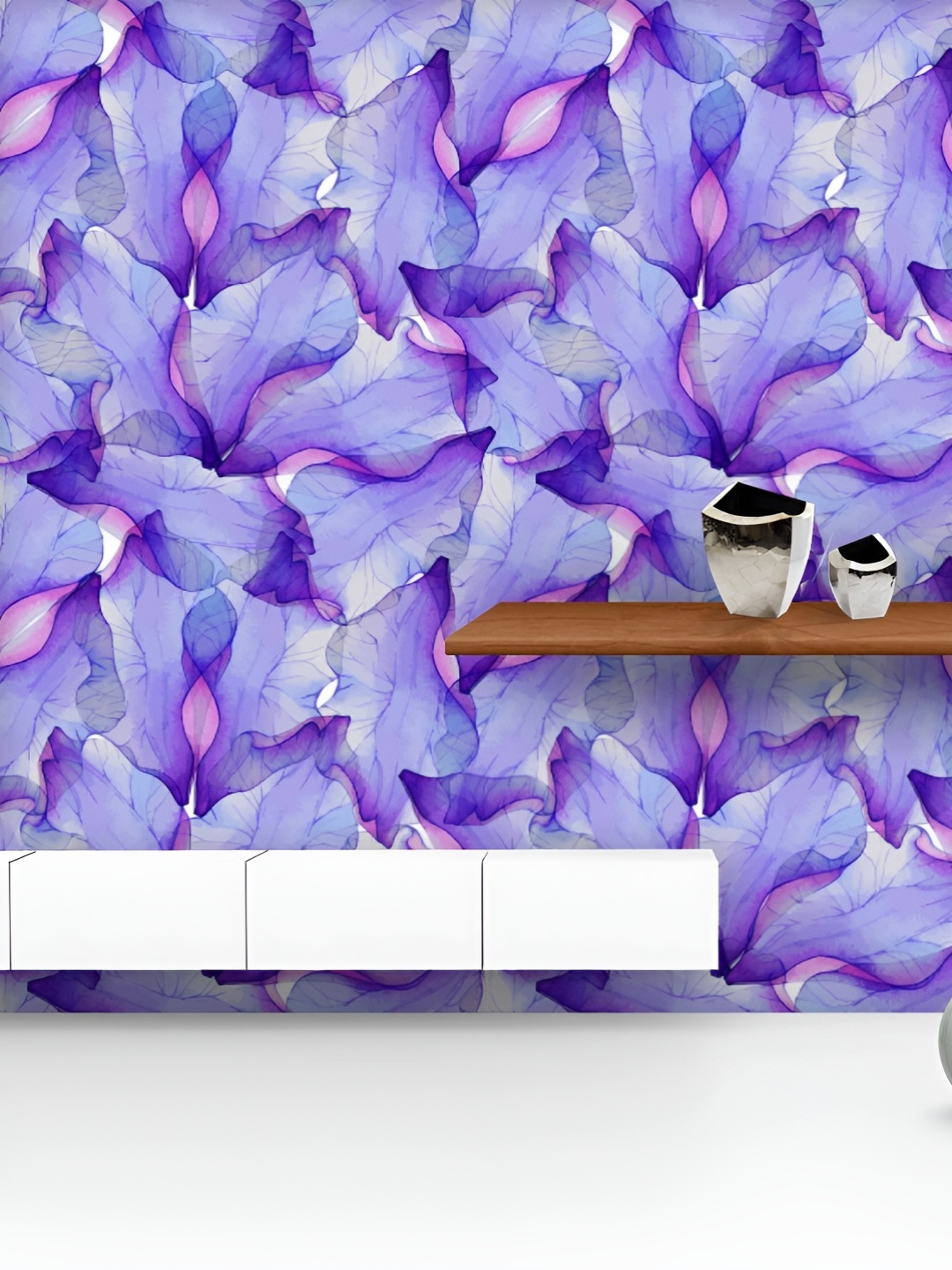 

ArtzFolio Printed UV-Resistant Anti-Bacterial Watercolor Purple Flower Peel & Stick Wallpaper, Multi