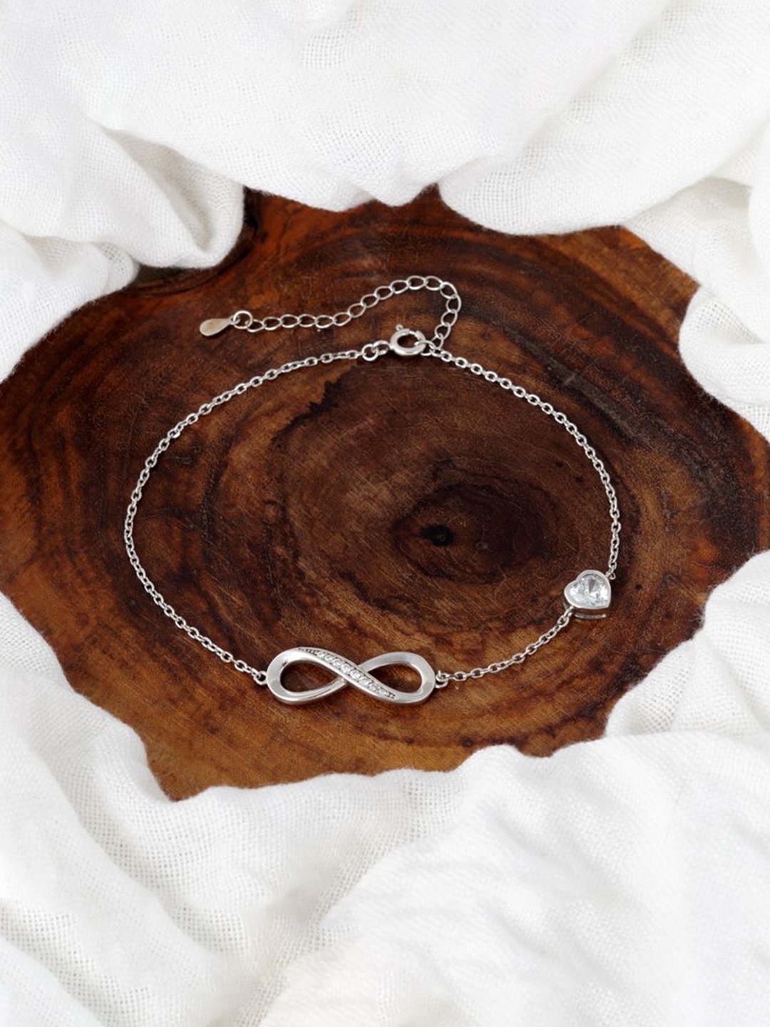 

Tuanz Silver Jewelry Madhuban Infinity 925 Sterling Silver Rhodium-Plated Anklet