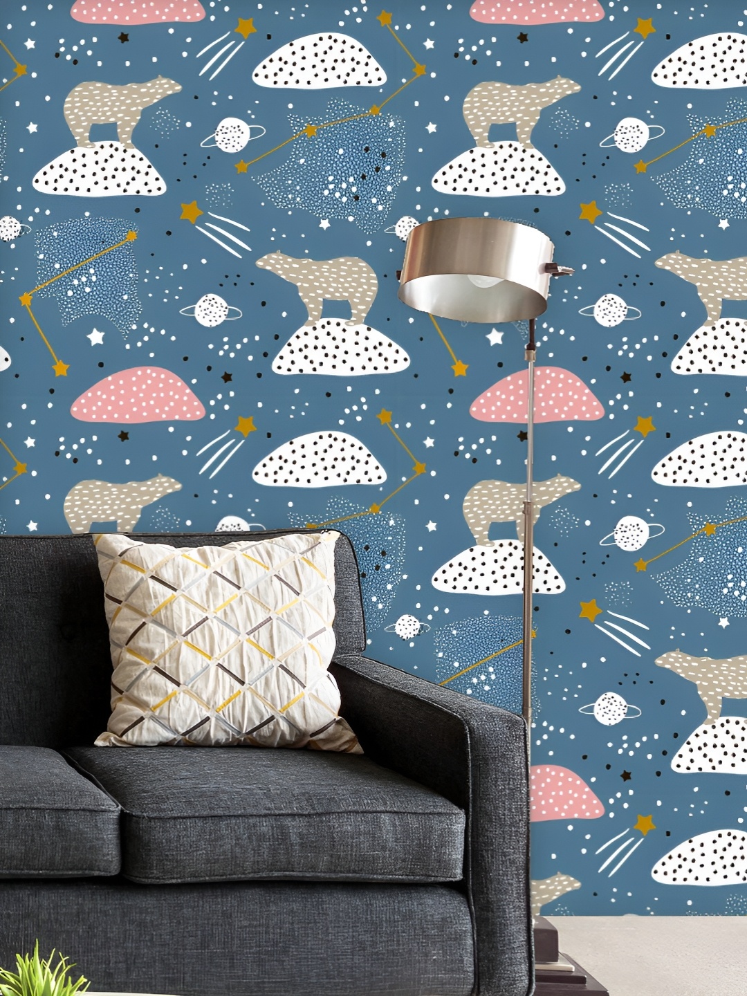 

ArtzFolio Printed UV-Resistant Anti-Bacterial Polar Bears Constellations Peel & Stick Wallpaper, Multi