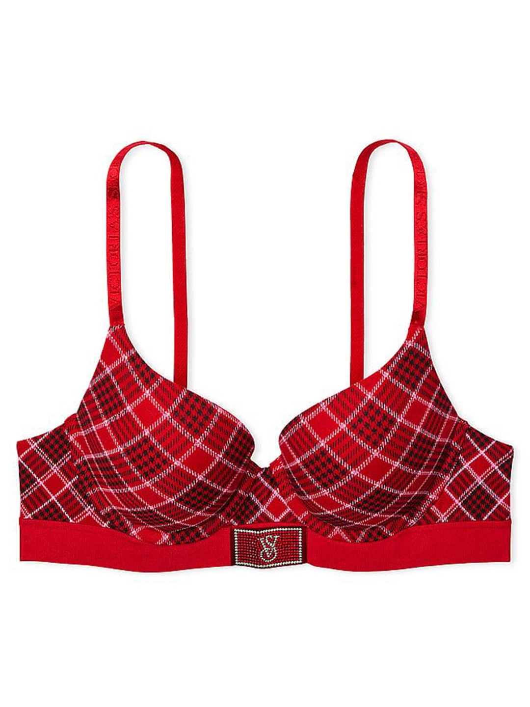 

Victoria's Secret Checked Full Coverage Underwired Heavily Padded Push-Up Bra, Red
