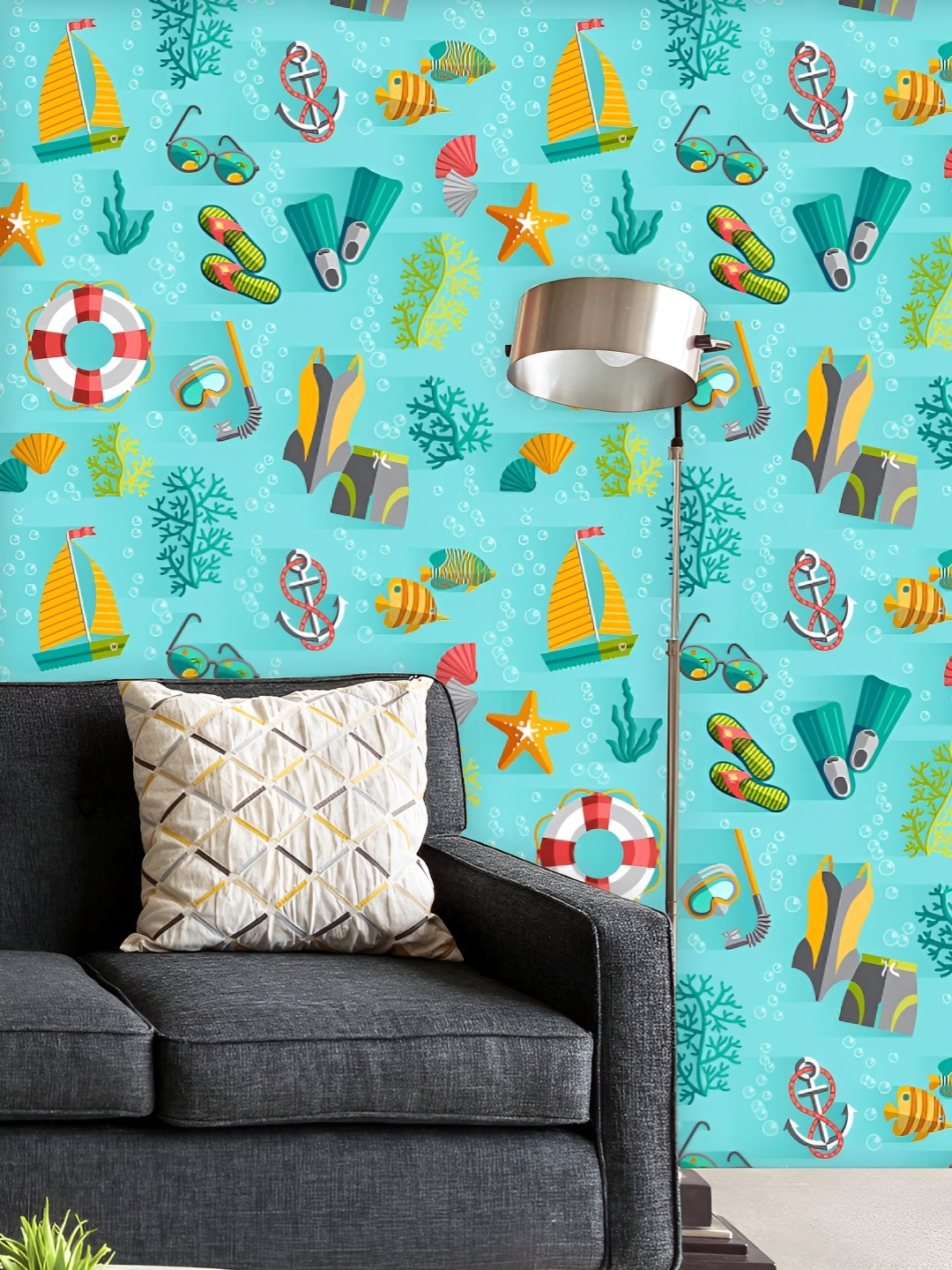 

ArtzFolio Printed UV-Resistant Anti-Bacterial Tropical Island Vacation Peel & Stick Wallpaper, Multi