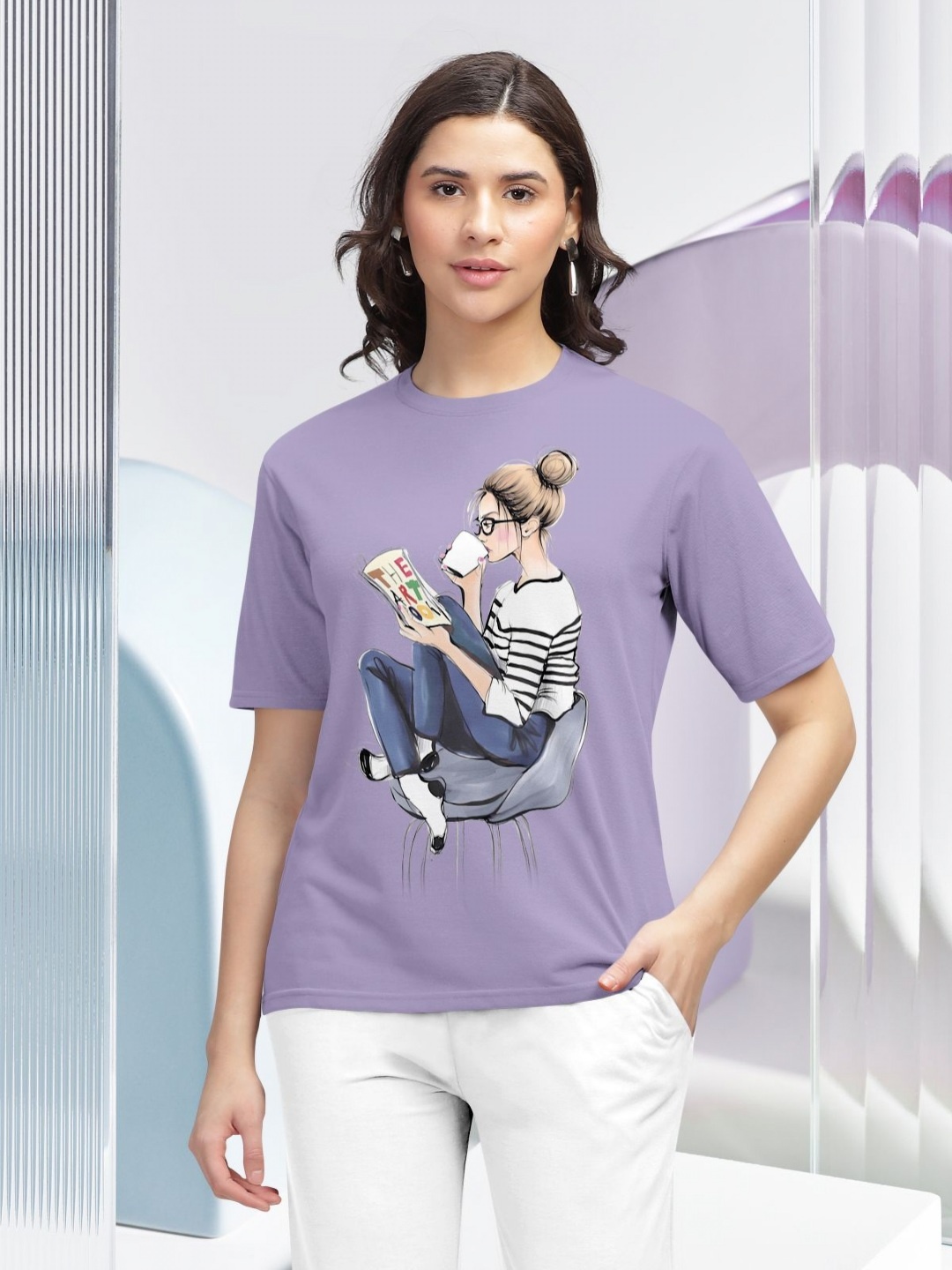 

HELLCAT Women Printed T-shirt, Purple