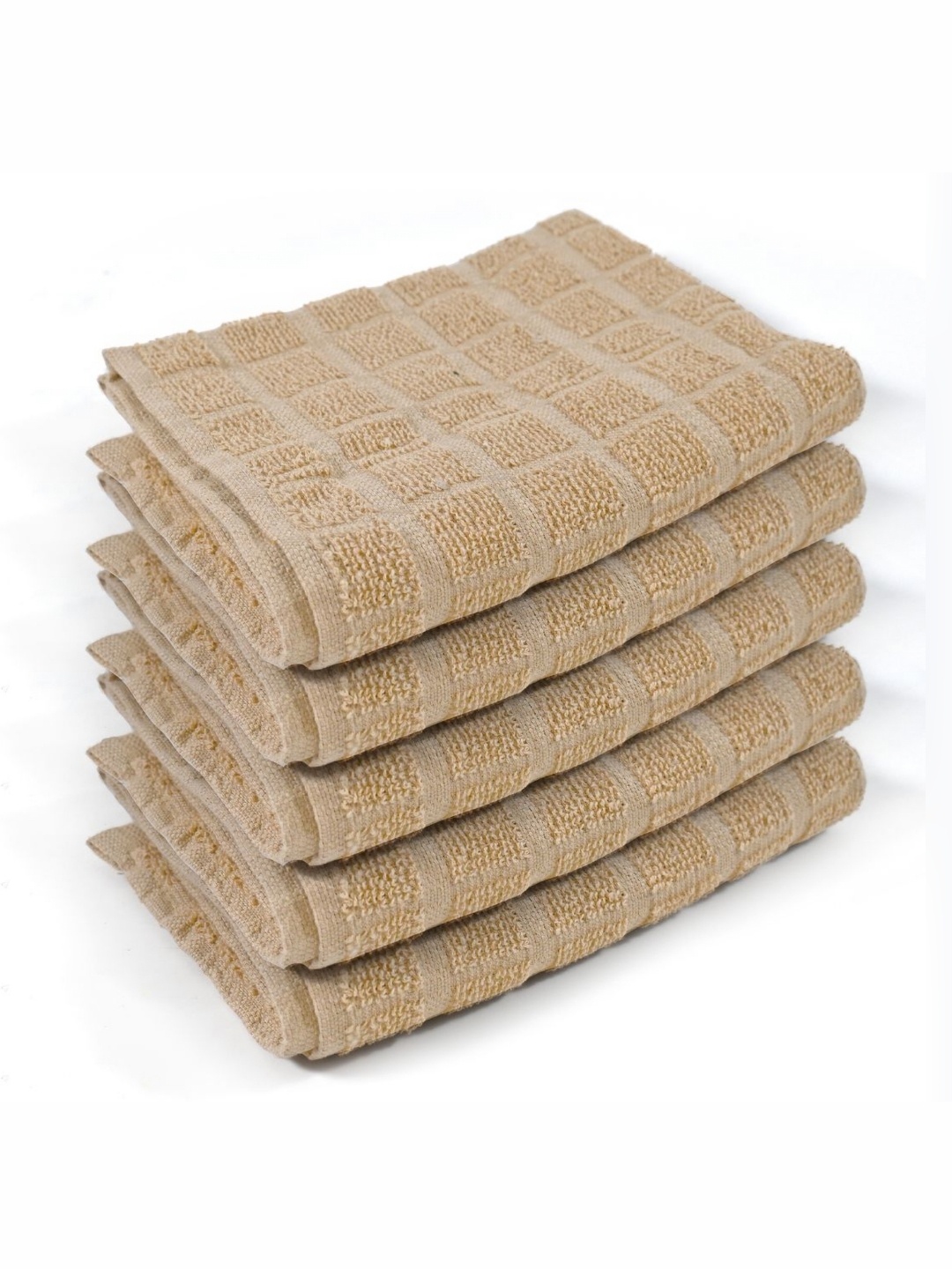 

PRAKARTIK Brown 5 Pieces Textured Pure Cotton Kitchen Towels