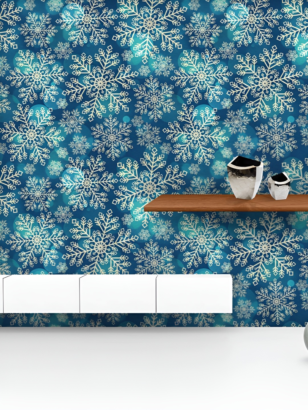 

ArtzFolio Printed UV-Resistant Anti-Bacterial Christmas Snowflakes Peel & Stick Wallpaper, Multi