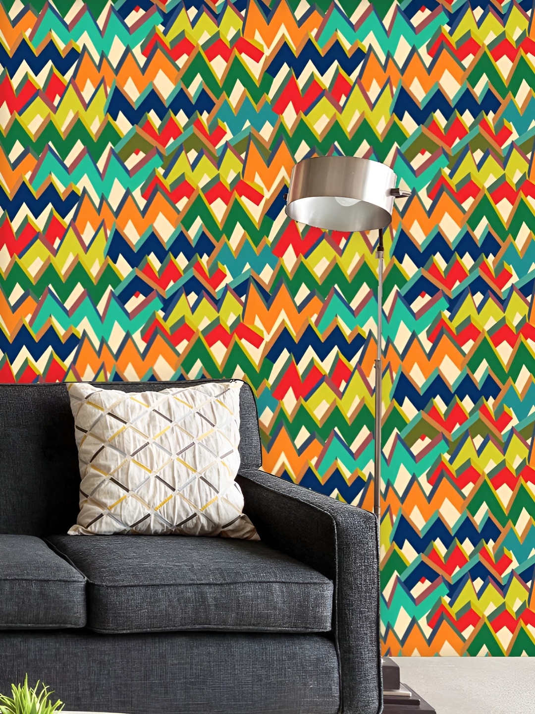 

ArtzFolio Printed UV-Resistant Anti-Bacterial Zigzag Peel & Stick Wallpaper, Multi