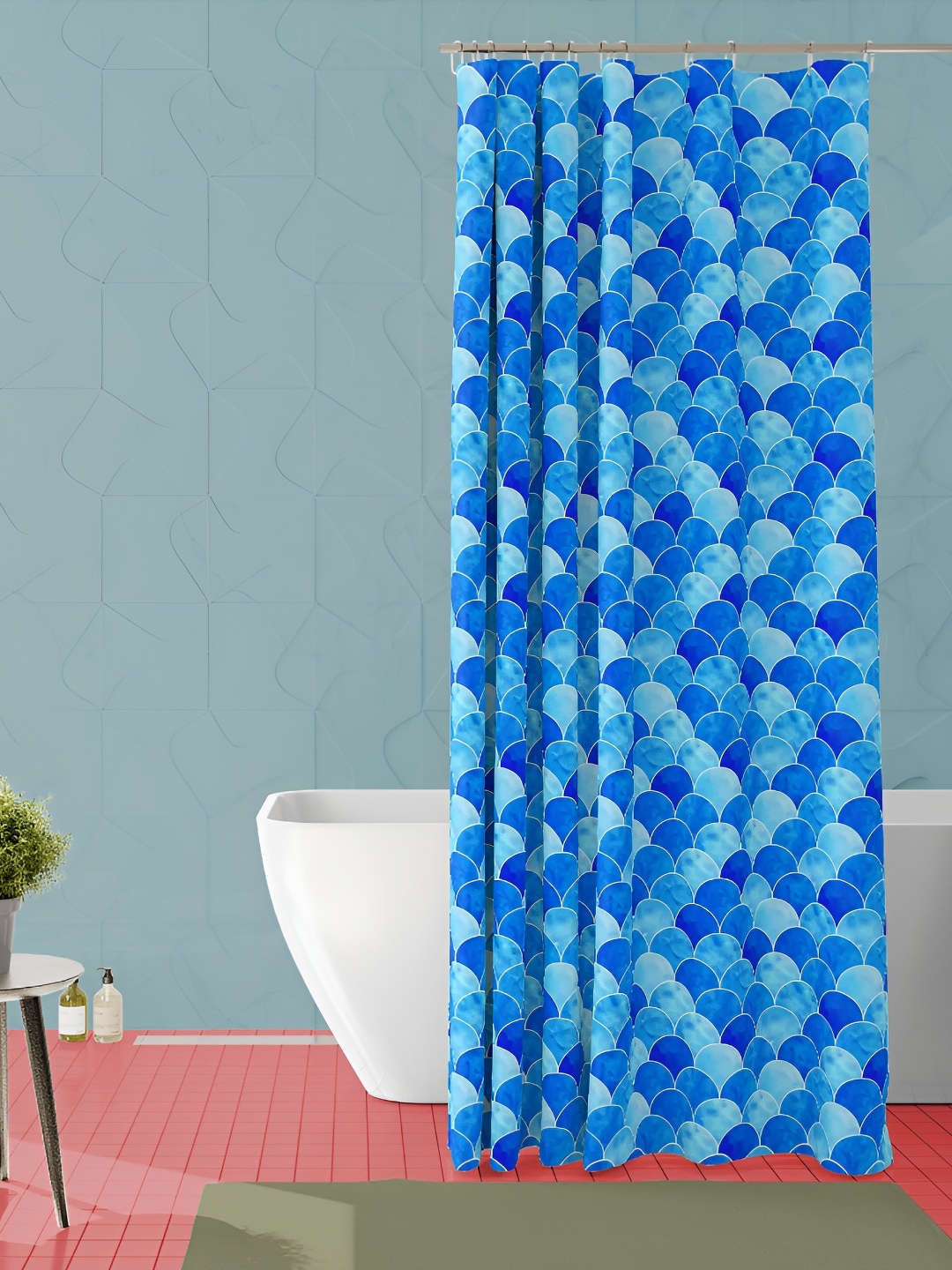 

ArtzFolio Blue Geometric Printed Waterproof Shower Curtain