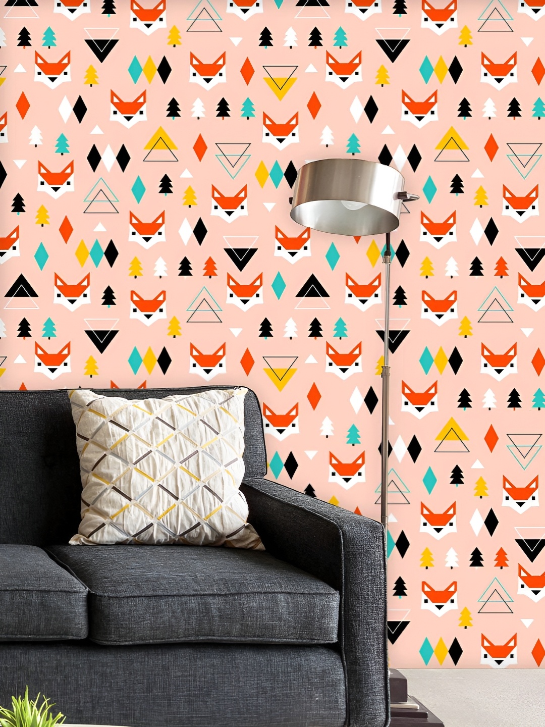 

ArtzFolio Printed UV-Resistant Anti-Bacterial Fox Forest And Christmas Tree Peel & Stick Wallpaper, Multi