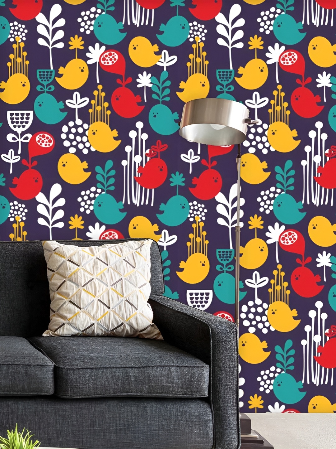 

ArtzFolio Printed UV-Resistant Anti-Bacterial Cartoon BirdsPeel & Stick Wallpaper, Multi