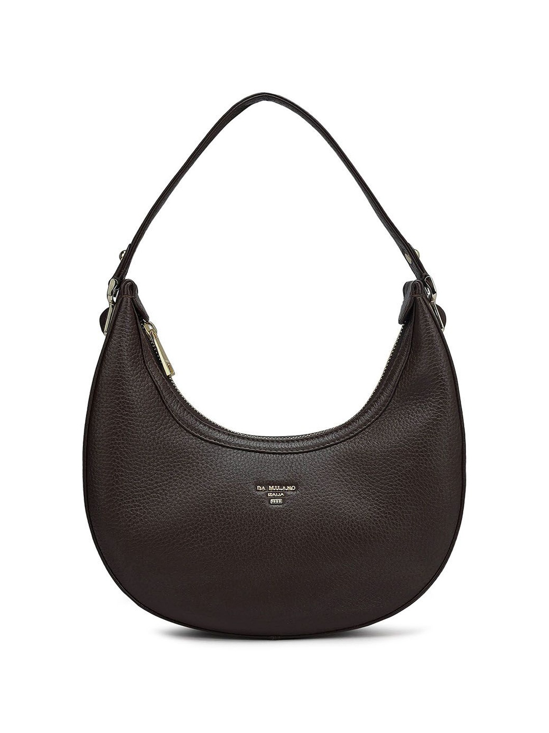 

Da Milano Textured Leather Structured Hobo Bag with Tasselled, Brown