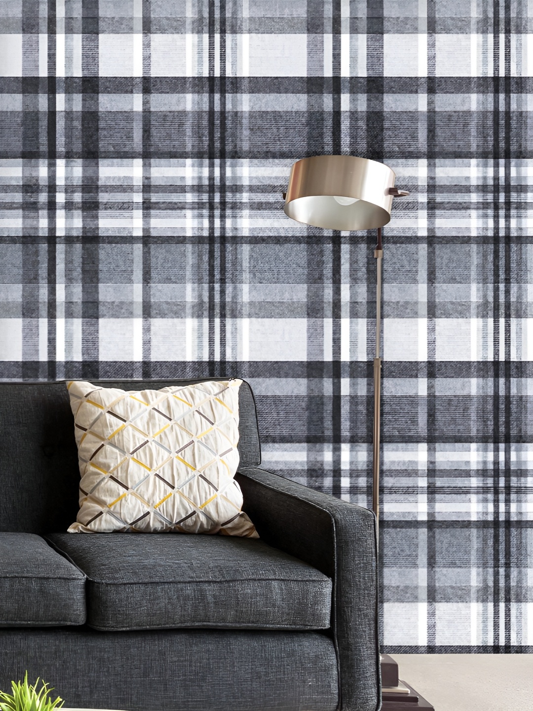 

ArtzFolio Printed UV-Resistant Anti-Bacterial Tartan Checkered Pattern Peel & Stick Wallpaper, Multi