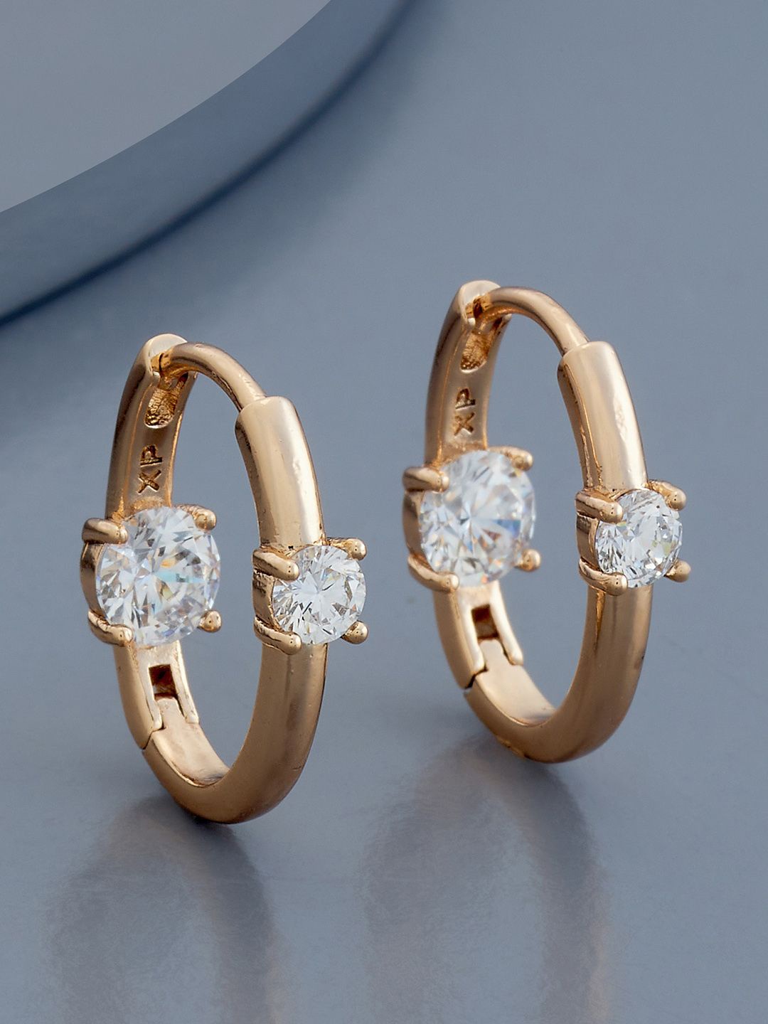

Kushal's Fashion Jewellery Rose Gold-Plated Zircon Circular Hoop Earrings