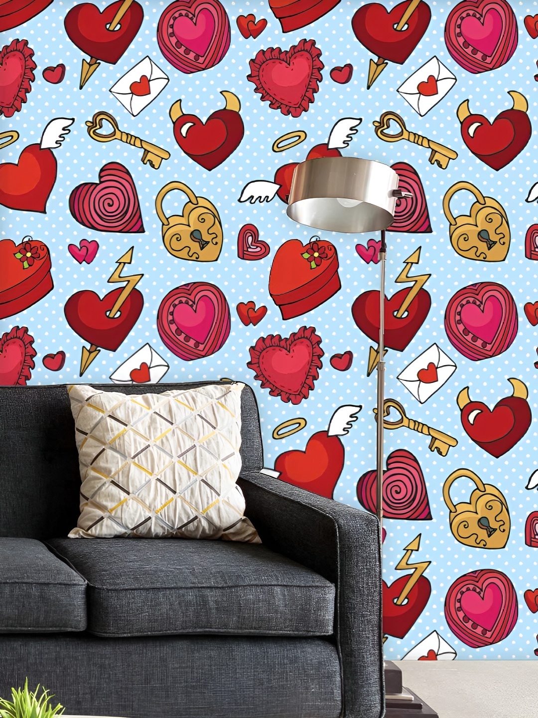 

ArtzFolio Printed UV-Resistant Anti-Bacterial Valentine LovePeel & Stick Wallpaper, Multi