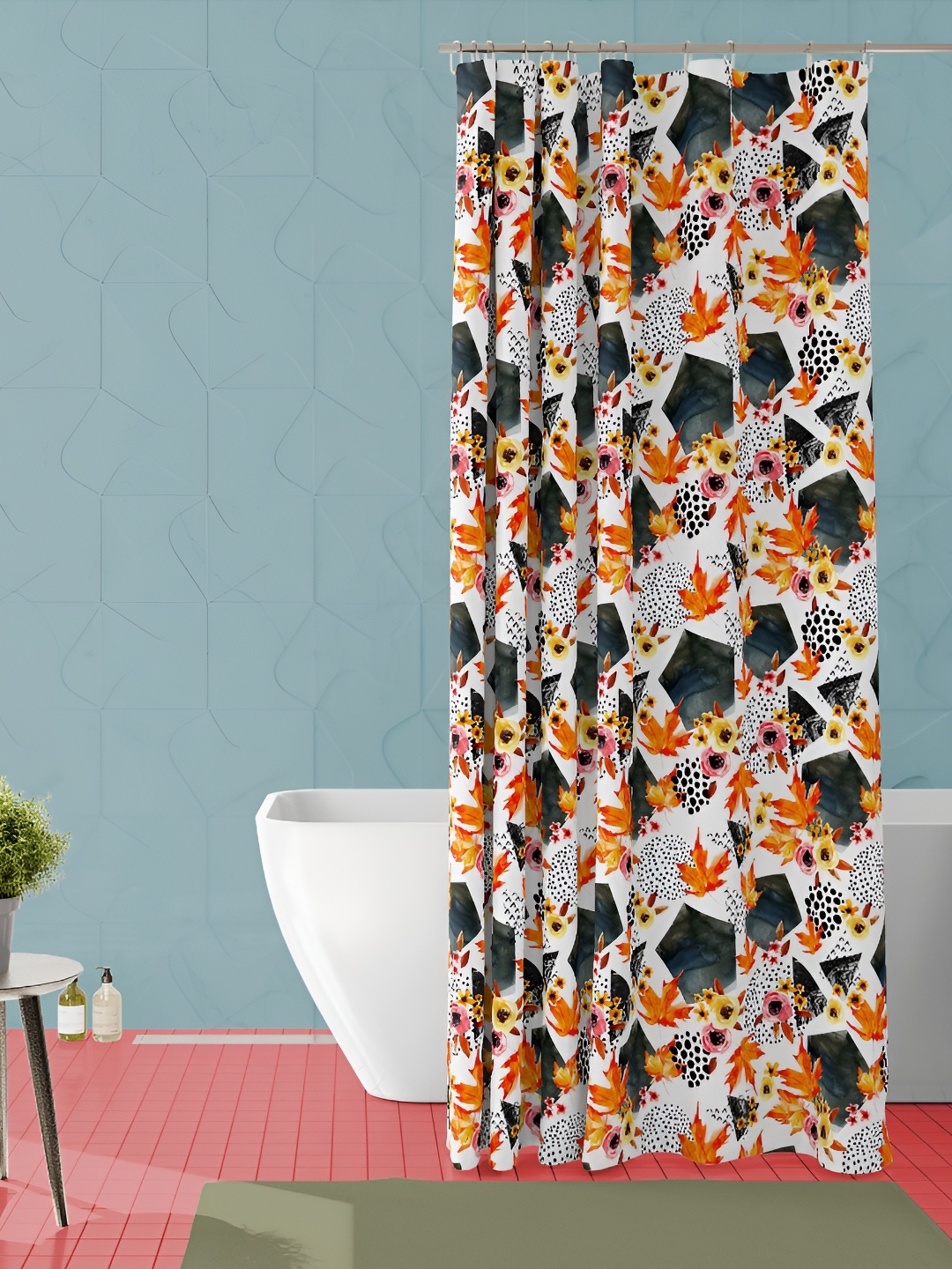 

ArtzFolio White & Black Geometric Printed Waterproof Shower Curtain