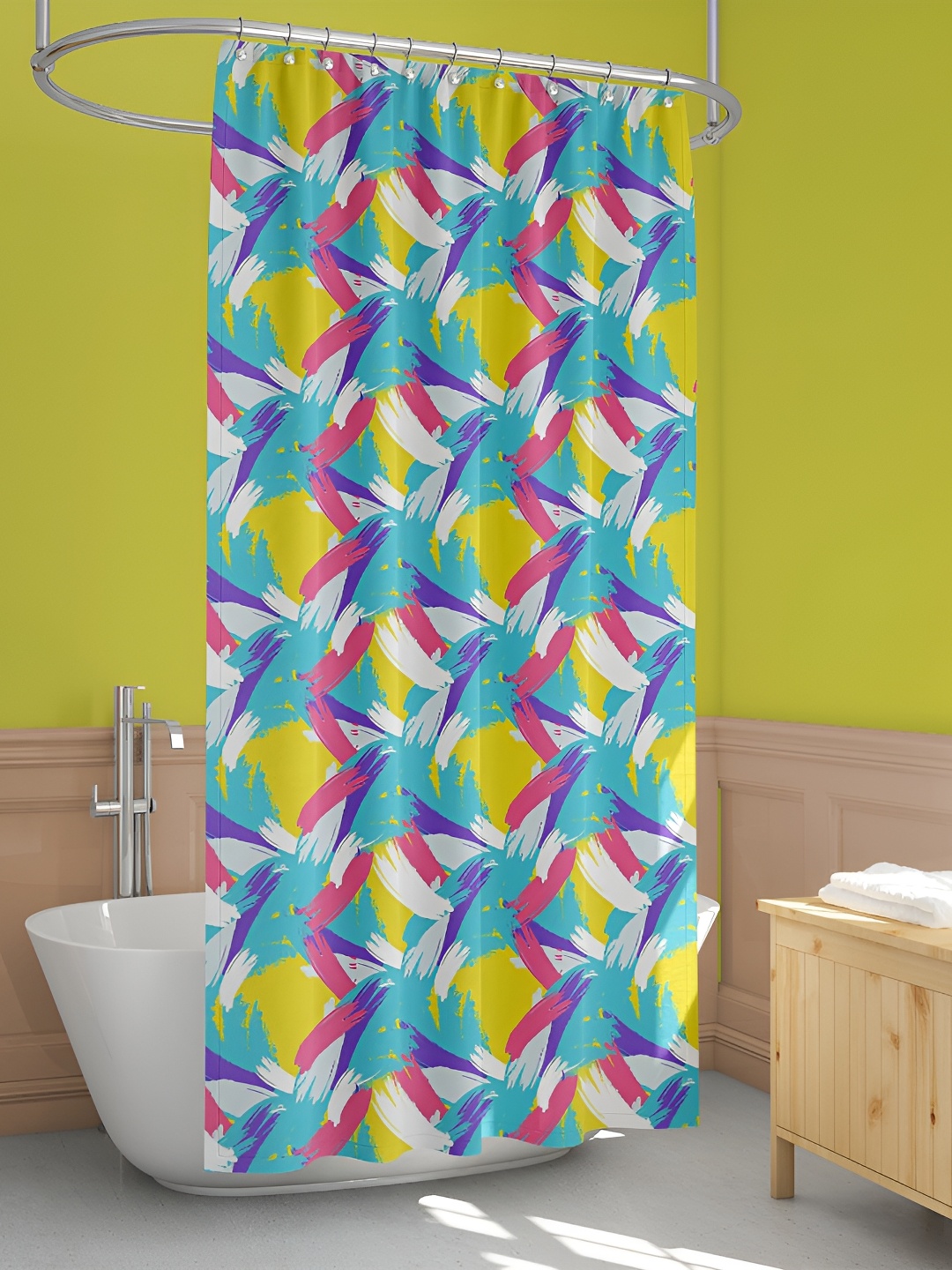 

ArtzFolio Turquoise Blue & Yellow Printed Waterproof Shower Curtain