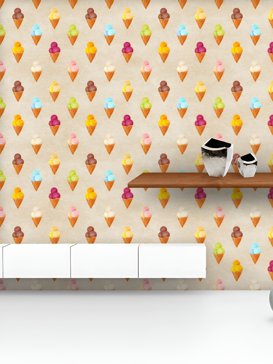 

ArtzFolio Printed UV-Resistant Anti-Bacterial Watercolour Ice Cream Peel & Stick Wallpaper, Multi