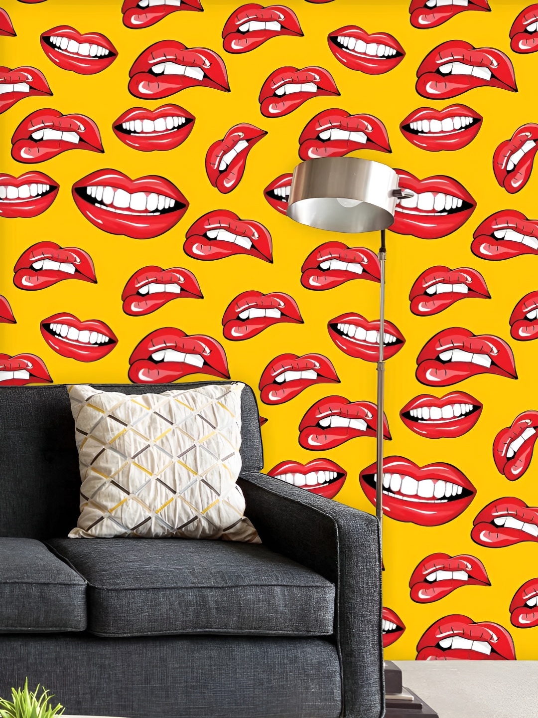 

ArtzFolio Printed UV-Resistant Anti-Bacterial Lips Peel & Stick Wallpaper, Multi